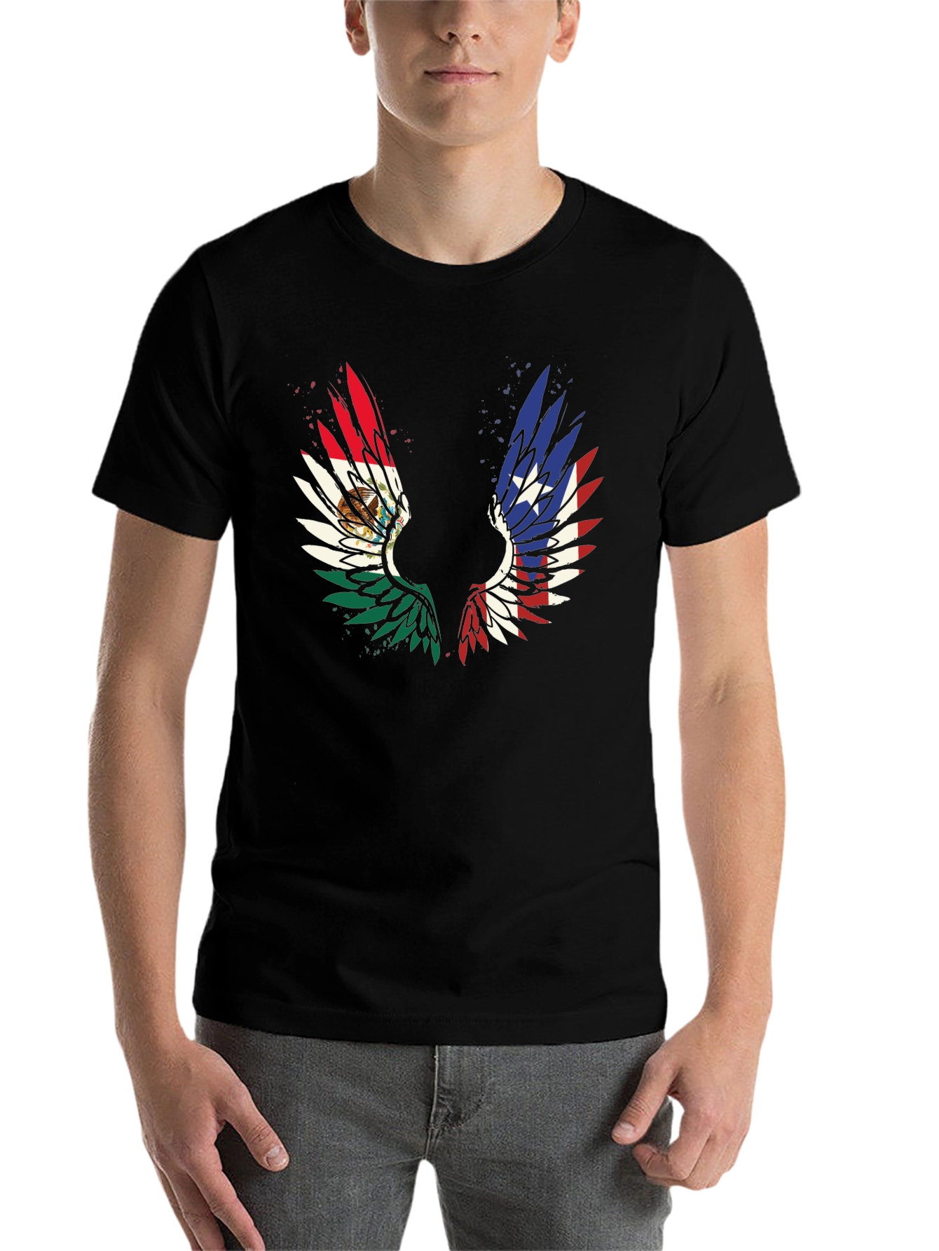 Black Mexico-Texas Wings Graphic T-Shirt view 7