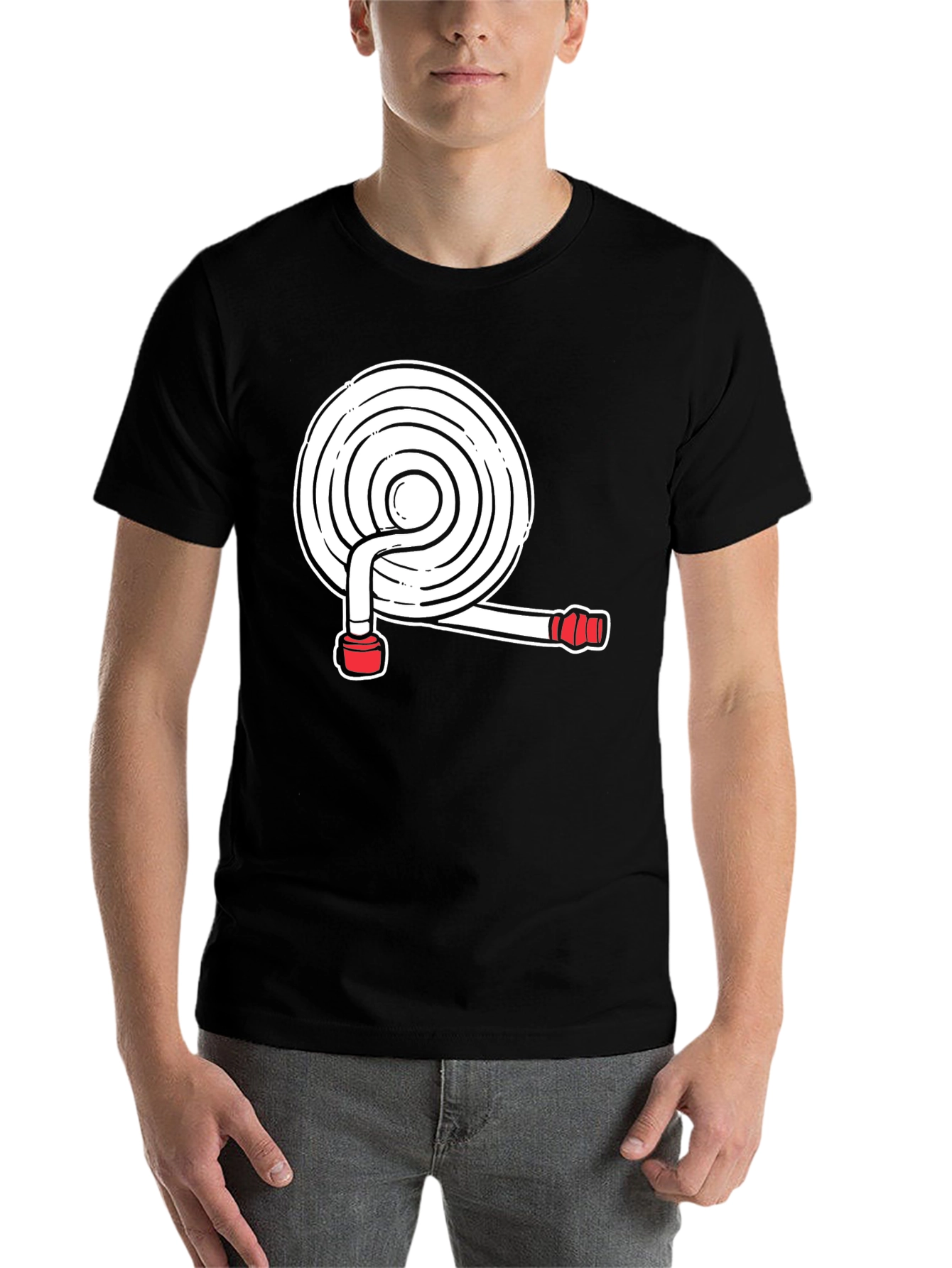 Black Fire Hose Graphic Tee - Black Cotton Blend Shirt view 7
