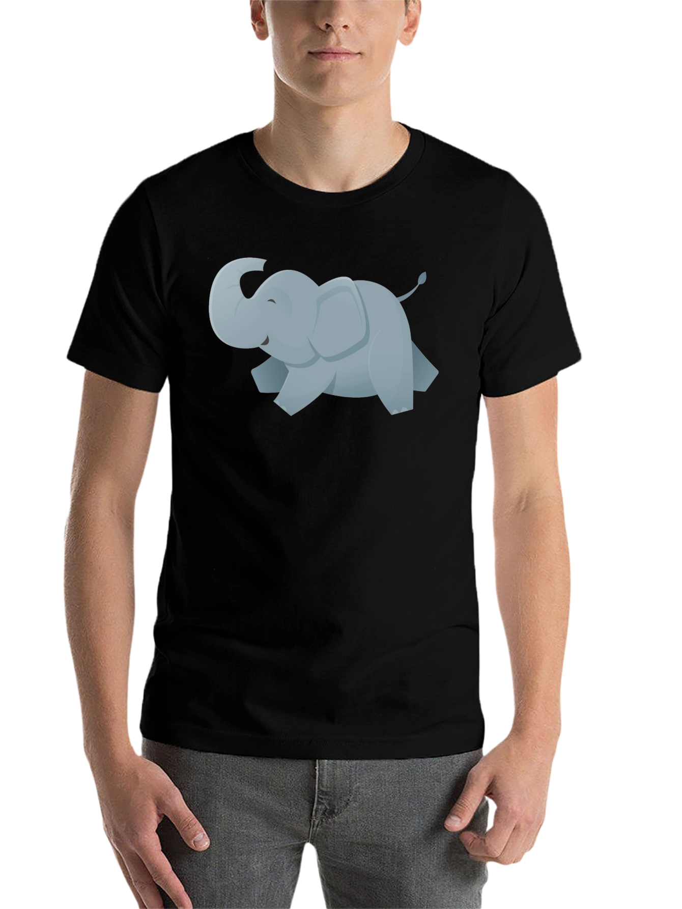 Black Cute Elephant Graphic Tee - Casual Black T-Shirt view 7