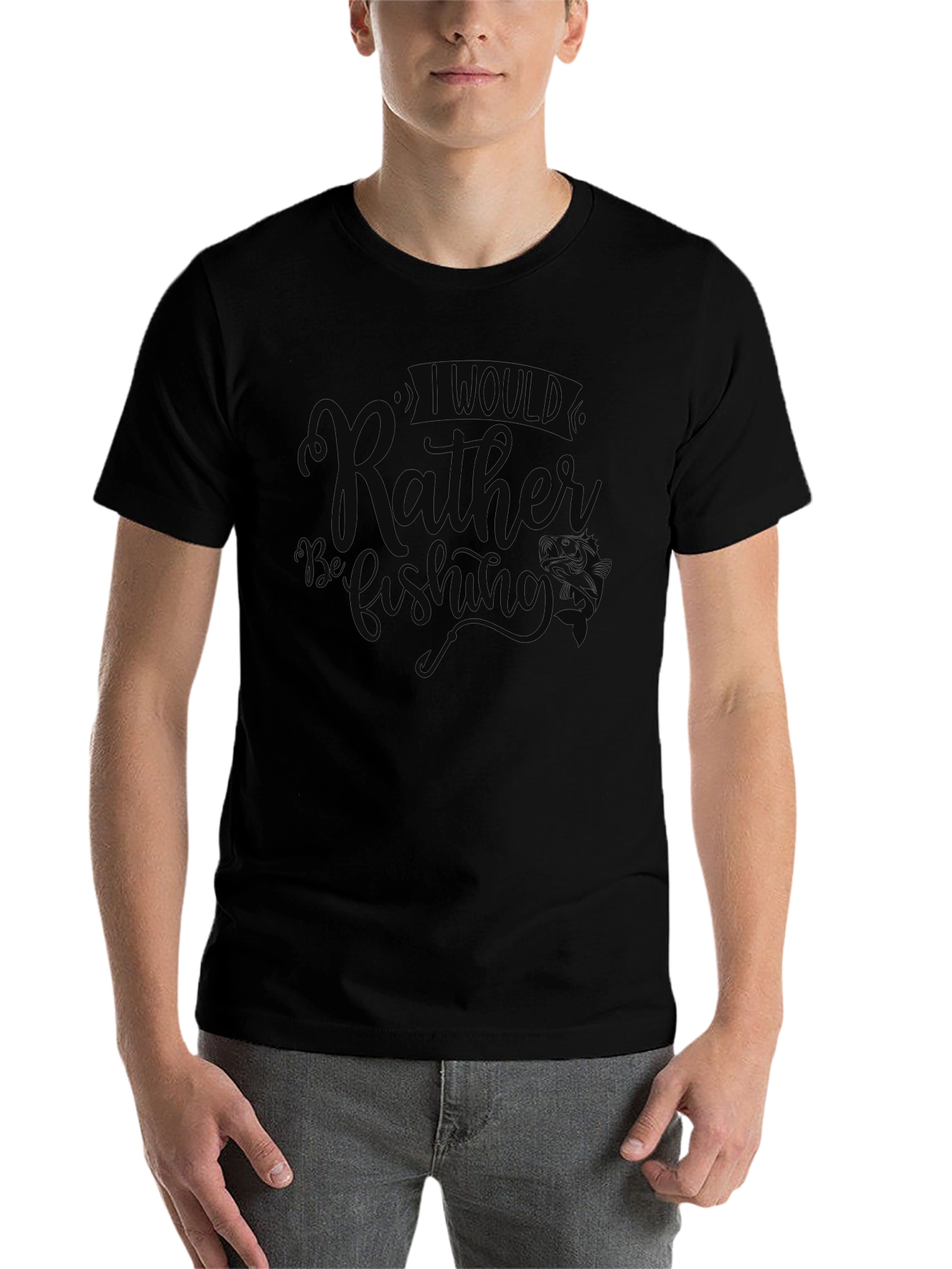 Black Fishing Graphic T-Shirt - Rather Be Fishing Black Tee view 7