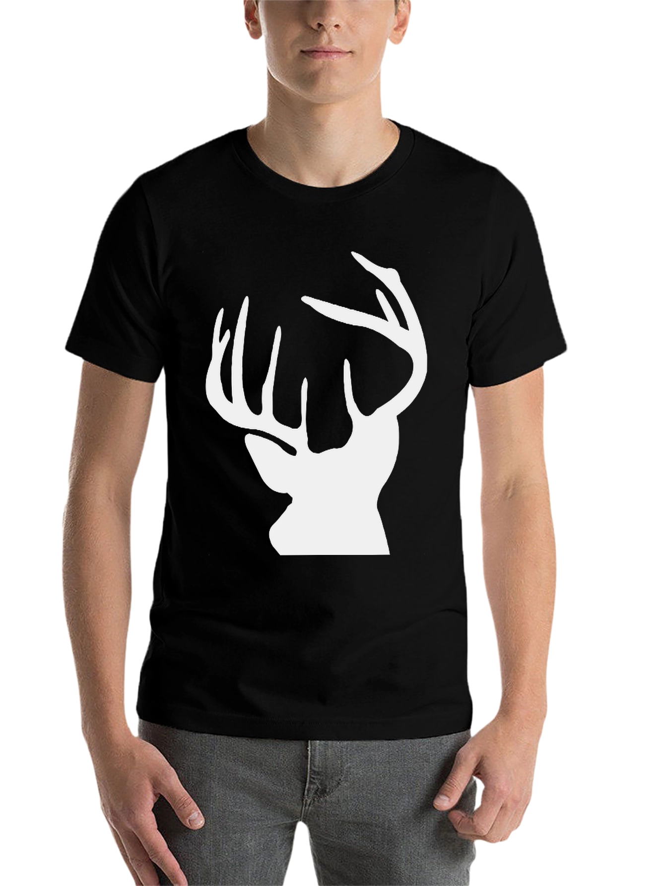 Black Deer Silhouette Graphic Tee - Black Cotton Comfort view 7