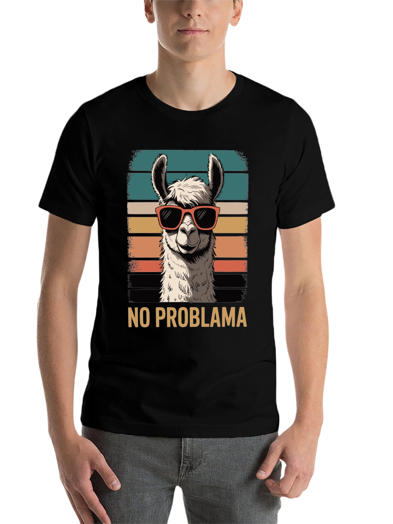 Black No Problama Llama Graphic Tee - Cool & Quirky Style view 7