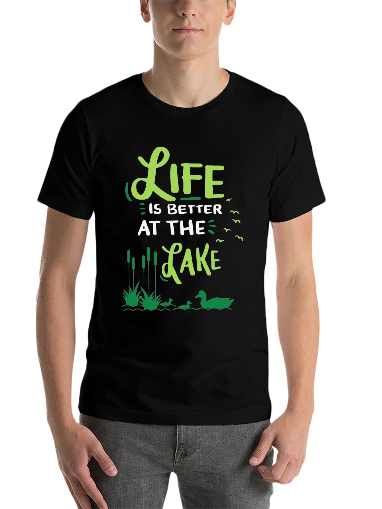 Black Life Is Better At The Lake Graphic Tee view 7