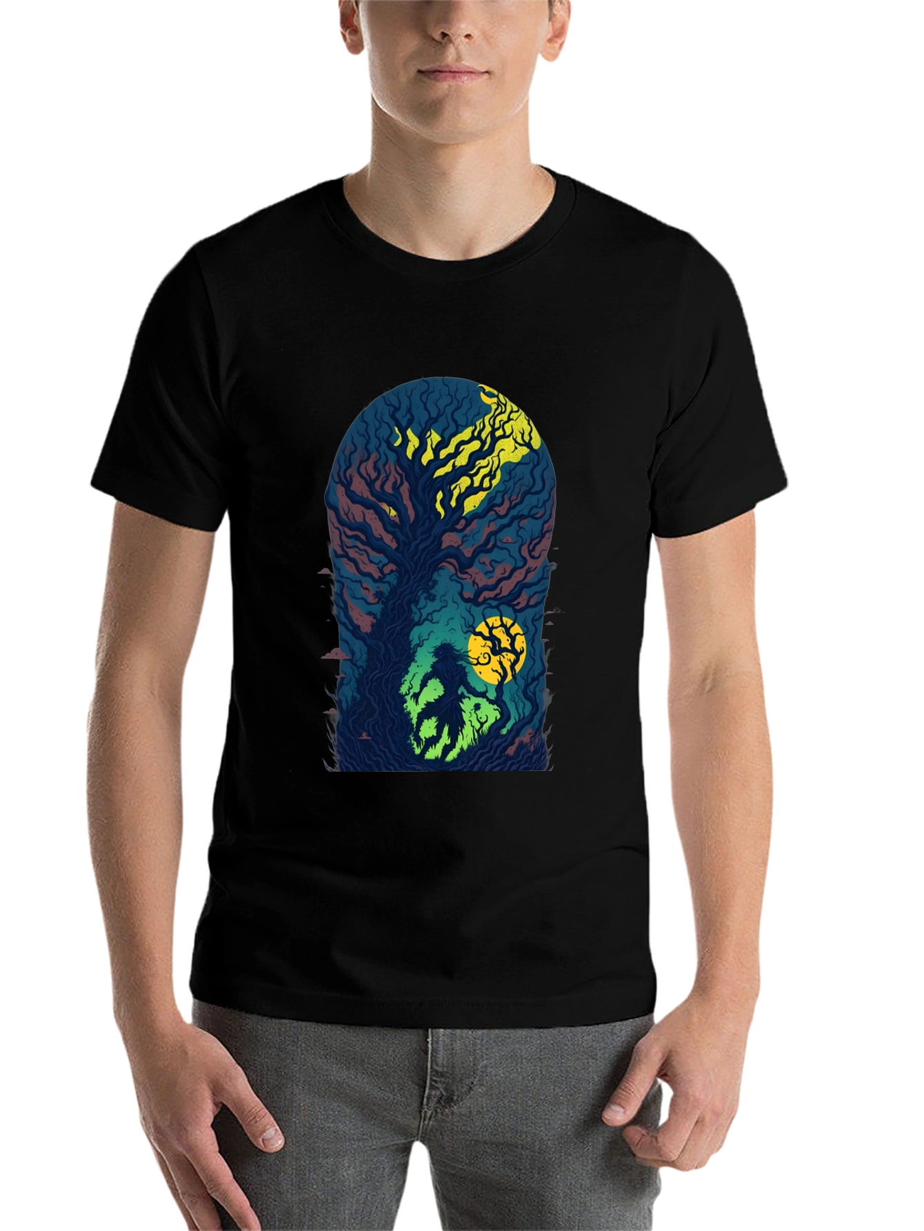 Black Enchanted Forest Graphic Tee - Black view 7