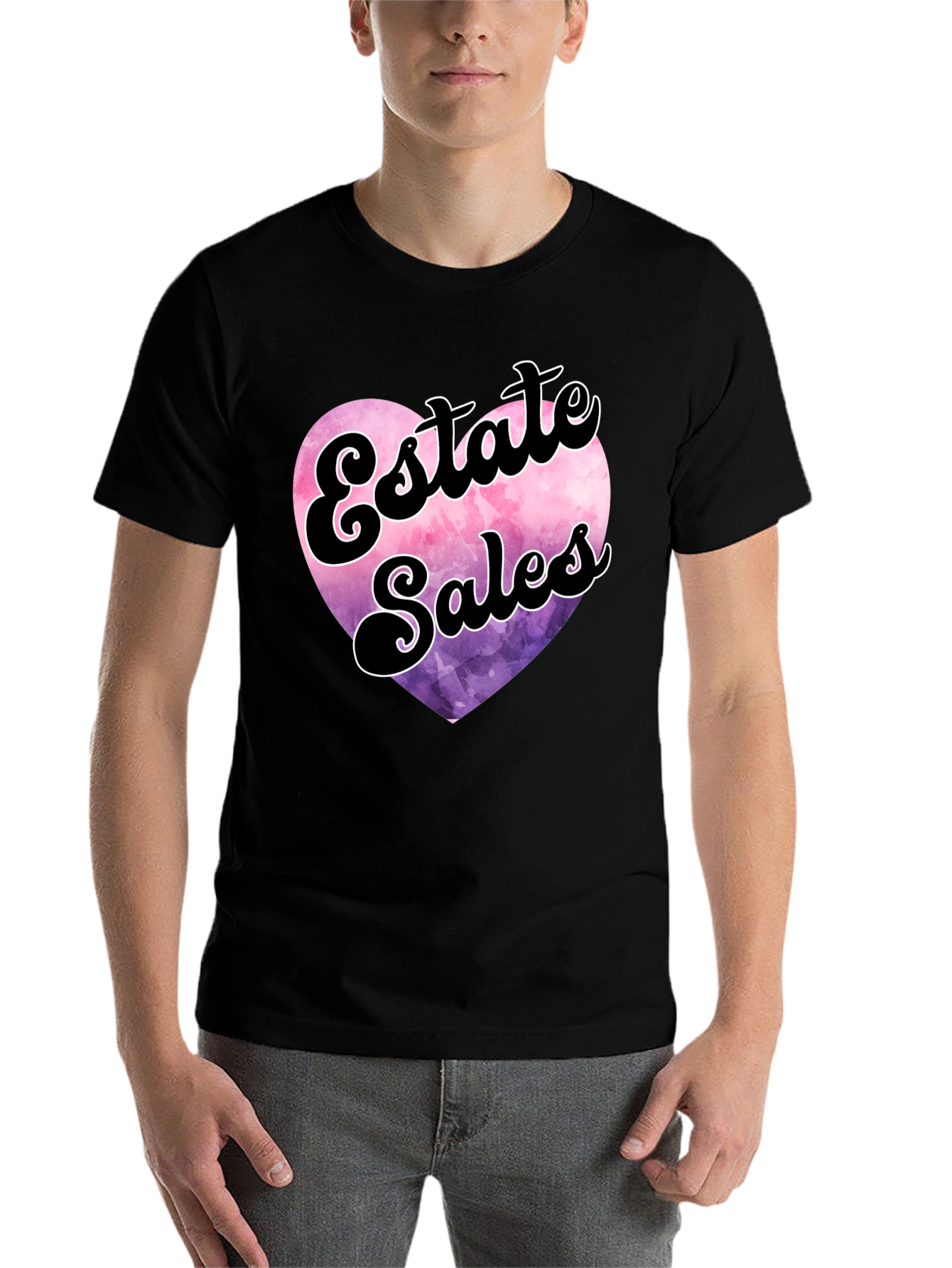 Black Estate Sales Heart Graphic T-Shirt view 7
