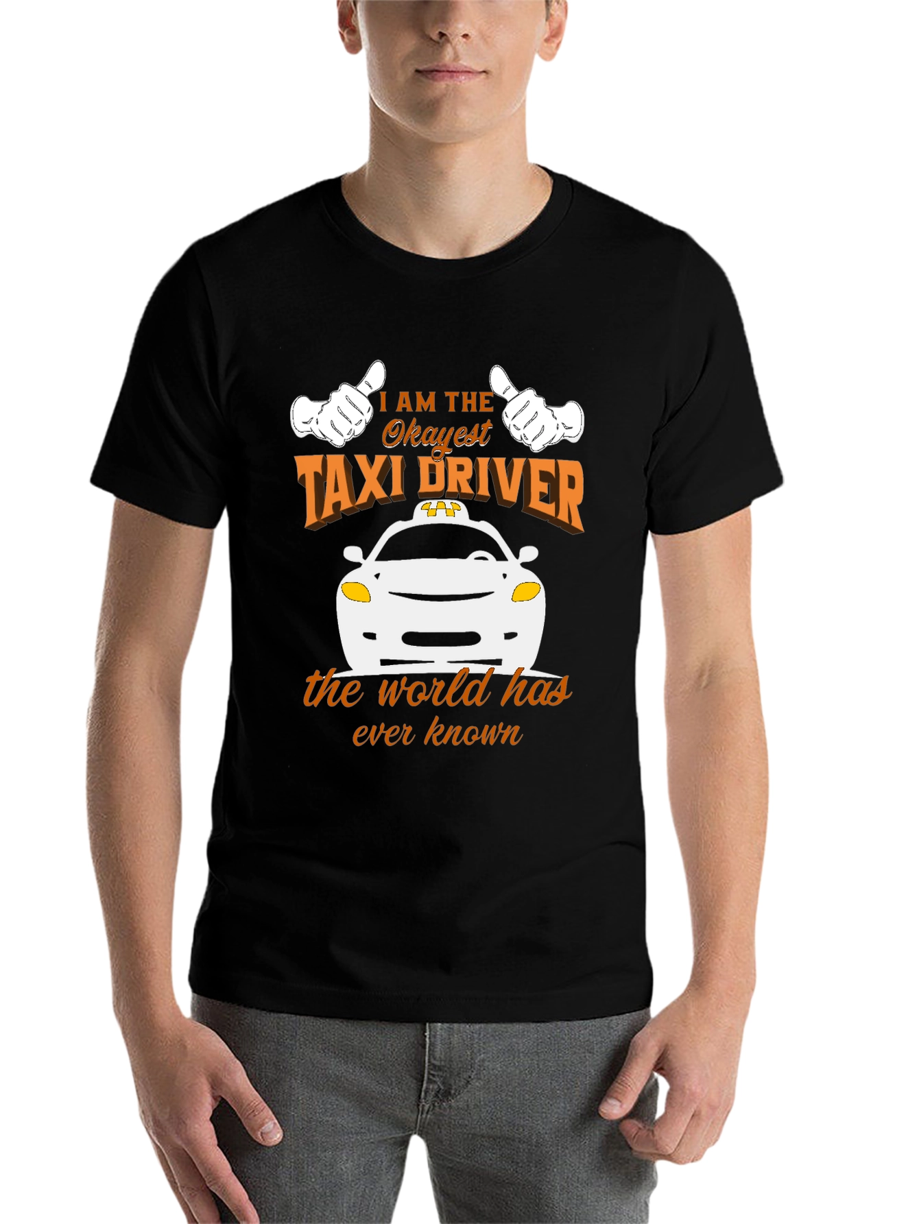 Black Okayest Taxi Driver Graphic Tee - Unisex view 7