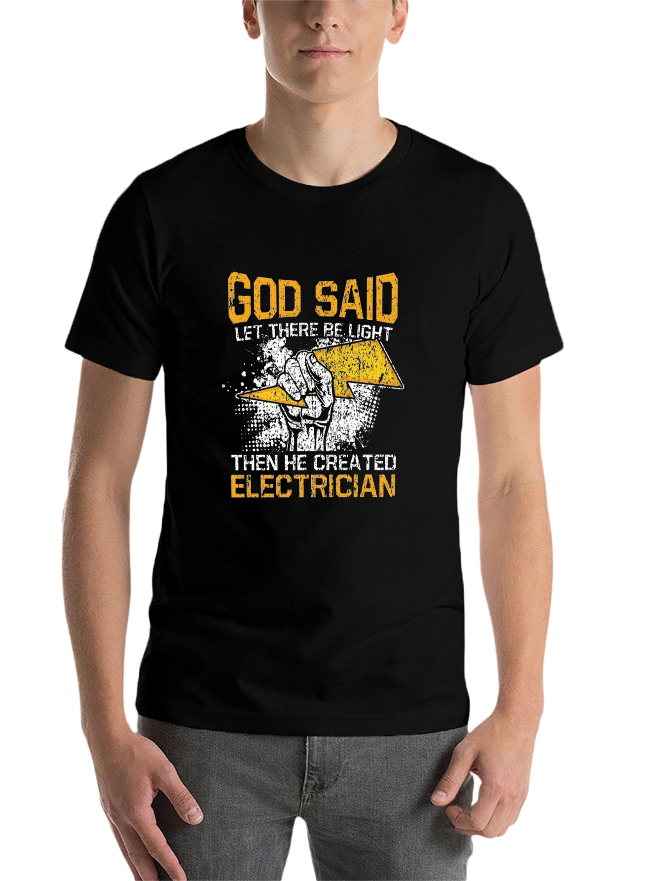 Black Electrician T-Shirt - God Said Let There Be Light view 7