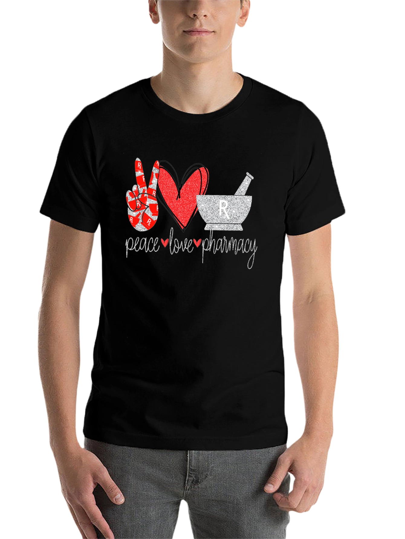 Black Peace Love Pharmacy T-Shirt view 7