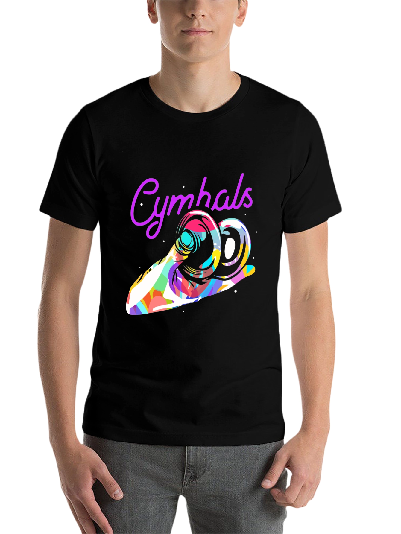 Black Cymbal T-Shirt - Colorful Music Graphic Tee view 7