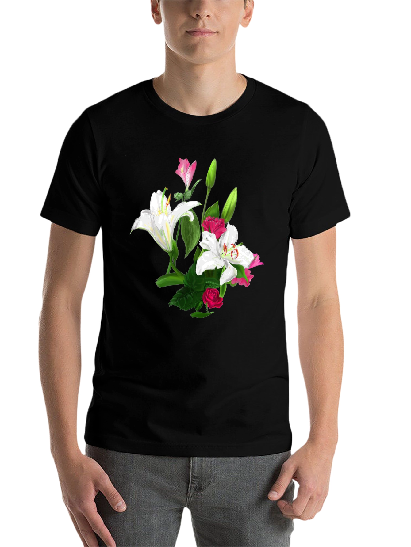 Black Floral Print T-Shirt view 7