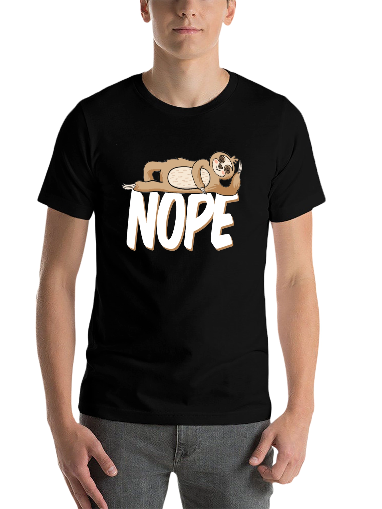Black Nope Sloth T-Shirt - Funny Lazy Day Tee view 7