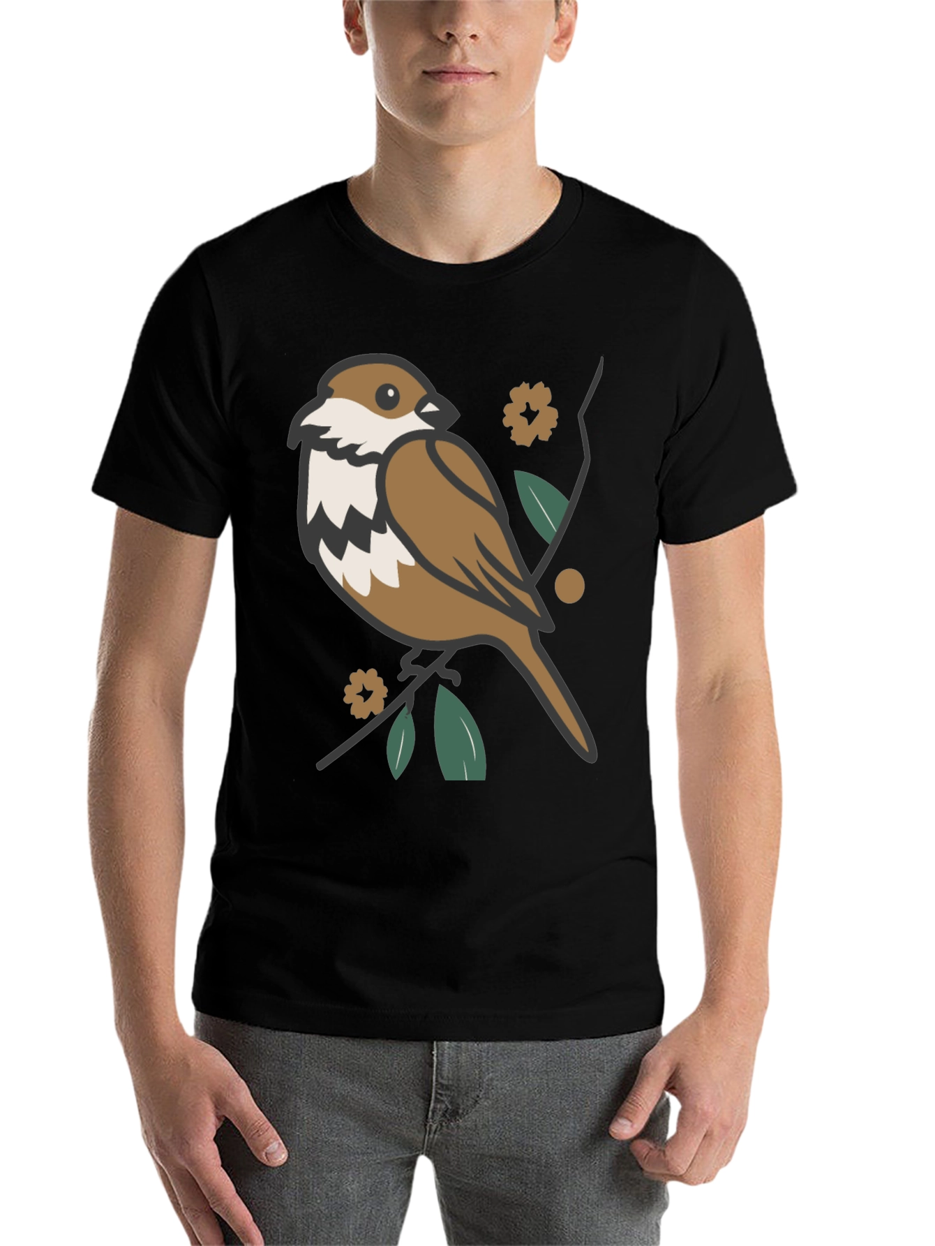 Black Bird & Branch Graphic T-Shirt - Casual Style view 7