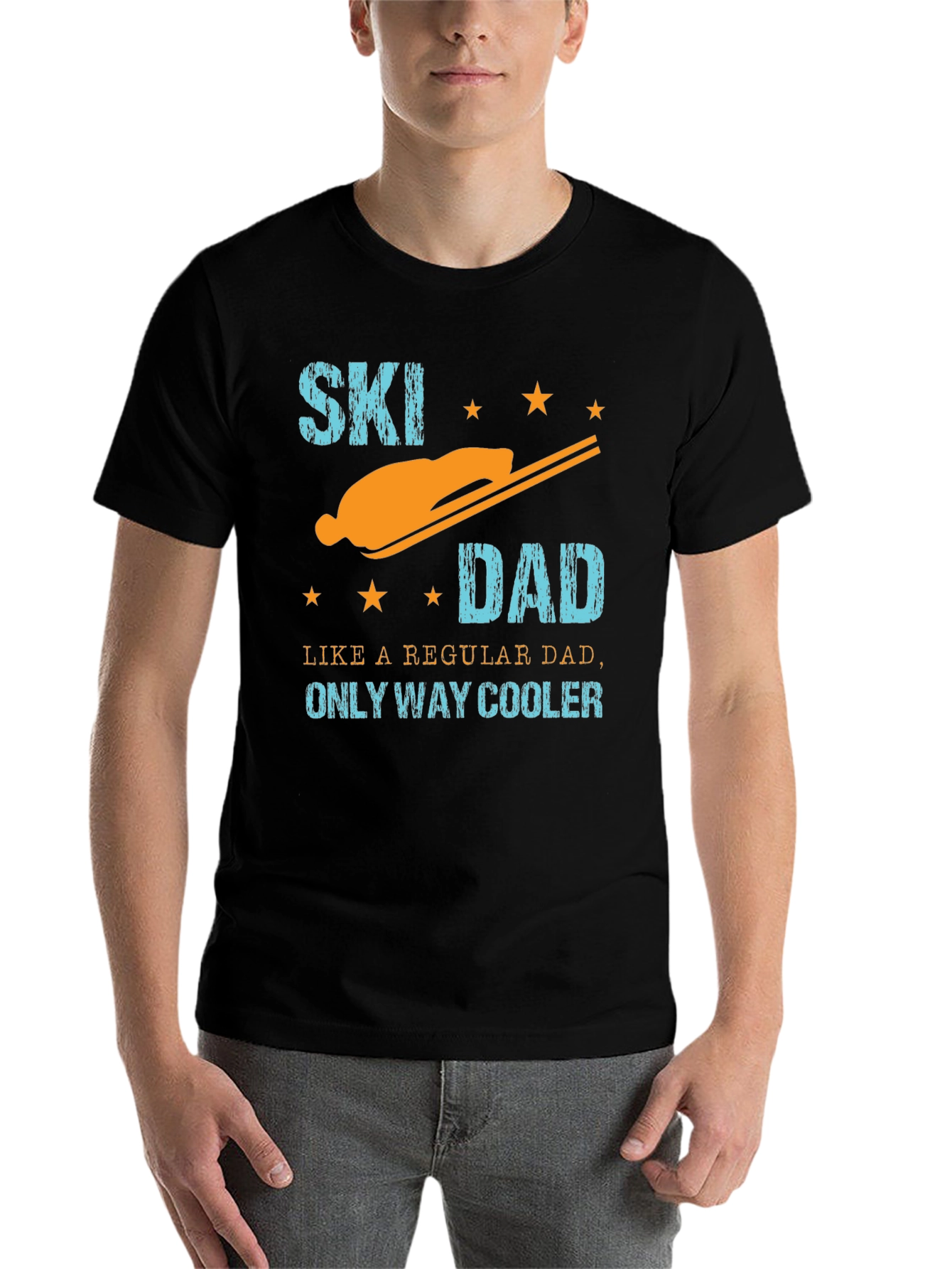 Black Cool Ski Dad Graphic Tee - Black Cotton T-Shirt view 7