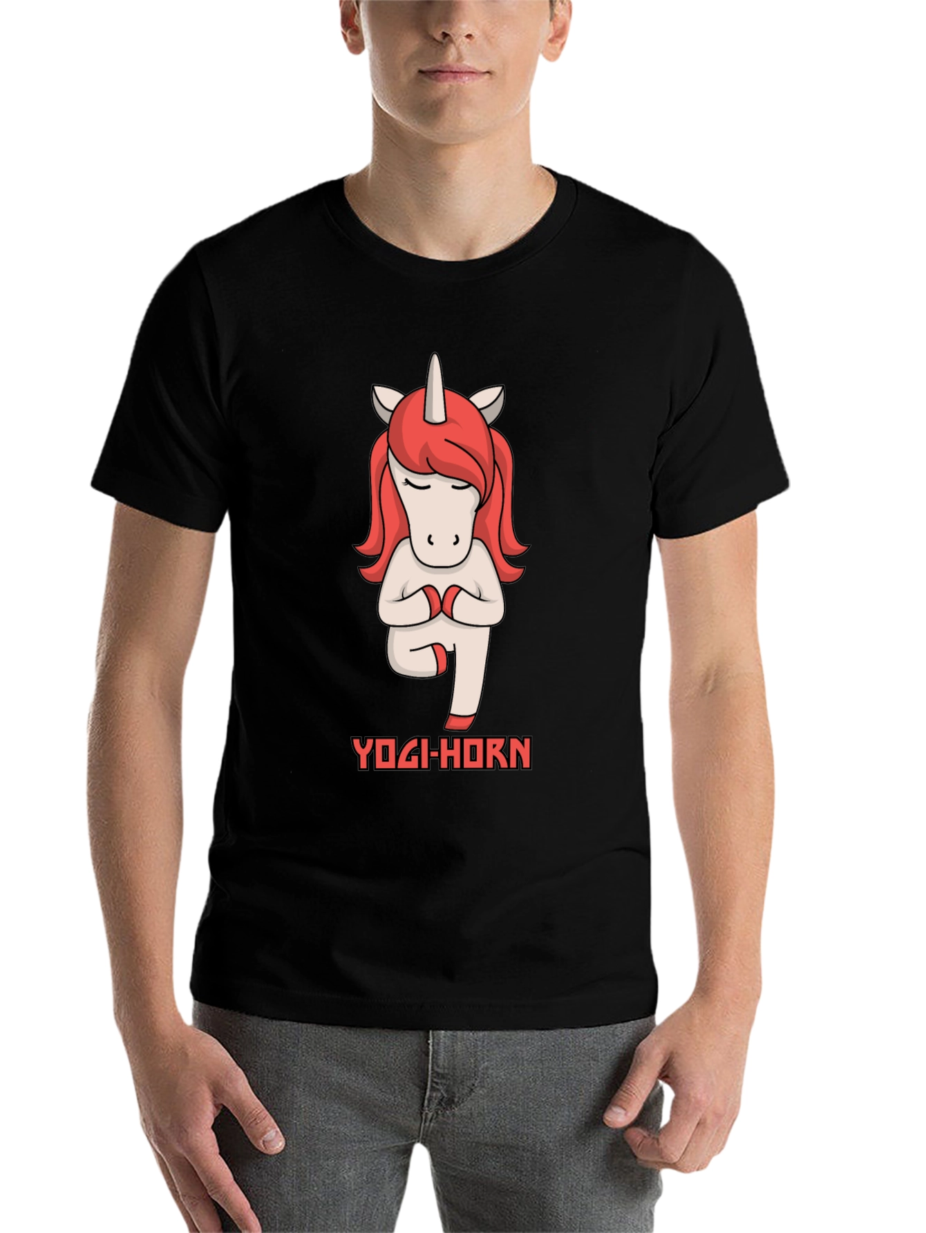 Black Yogi-Horn Unicorn T-Shirt view 7