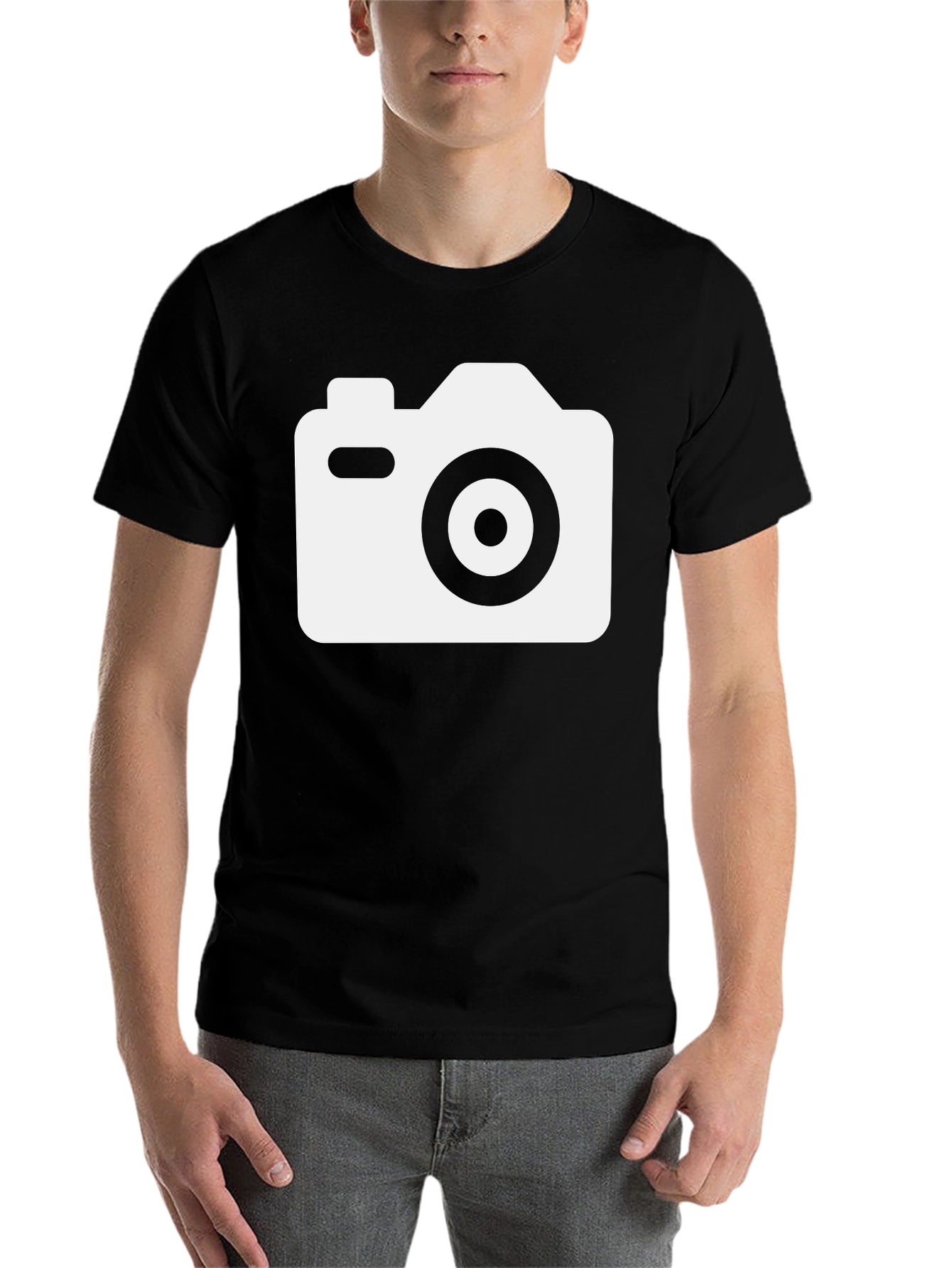 Black Camera Graphic T-Shirt - Black Cotton Tee view 7