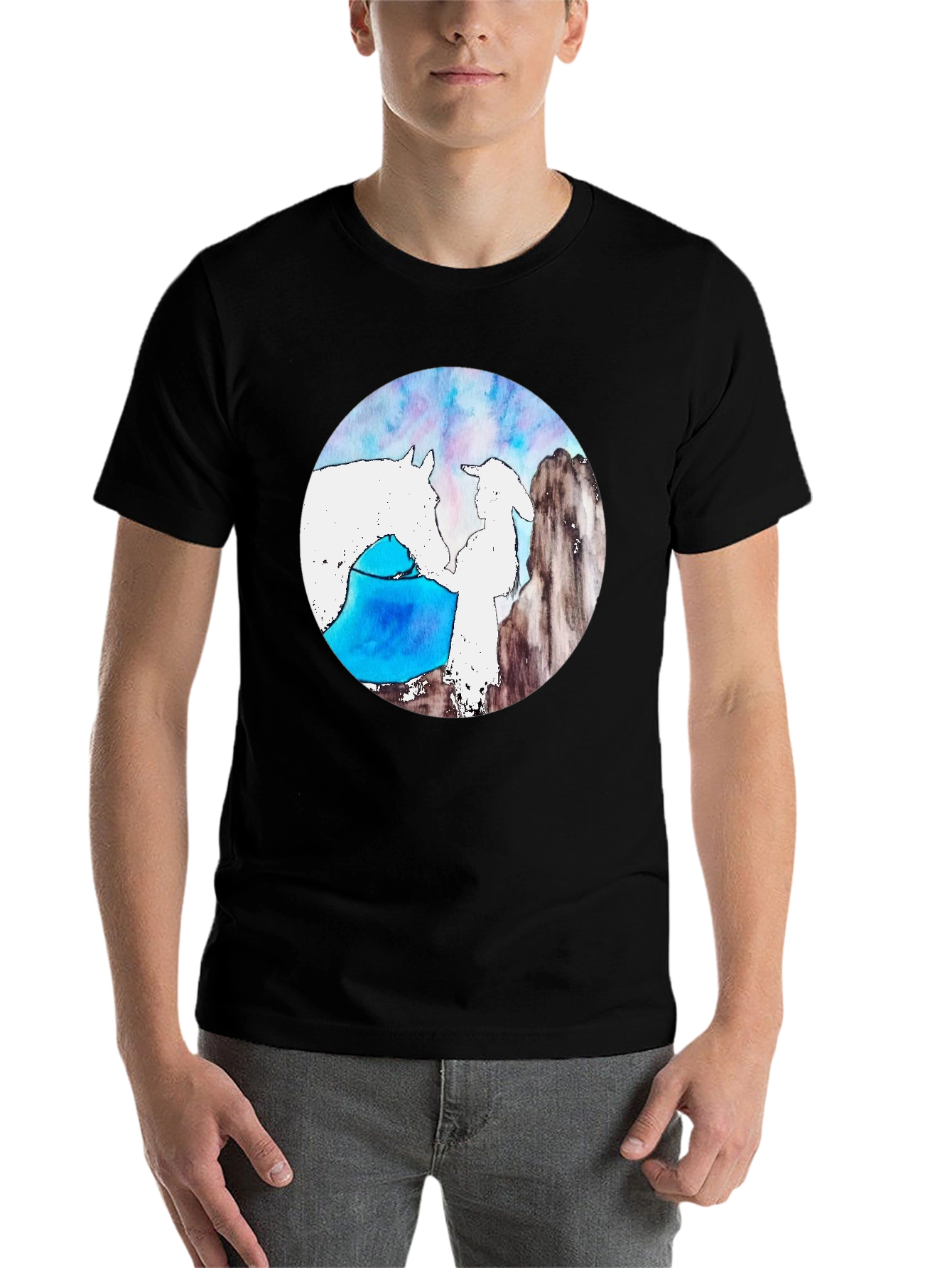 Black Ethereal Horse & Rider Black T-Shirt view 7