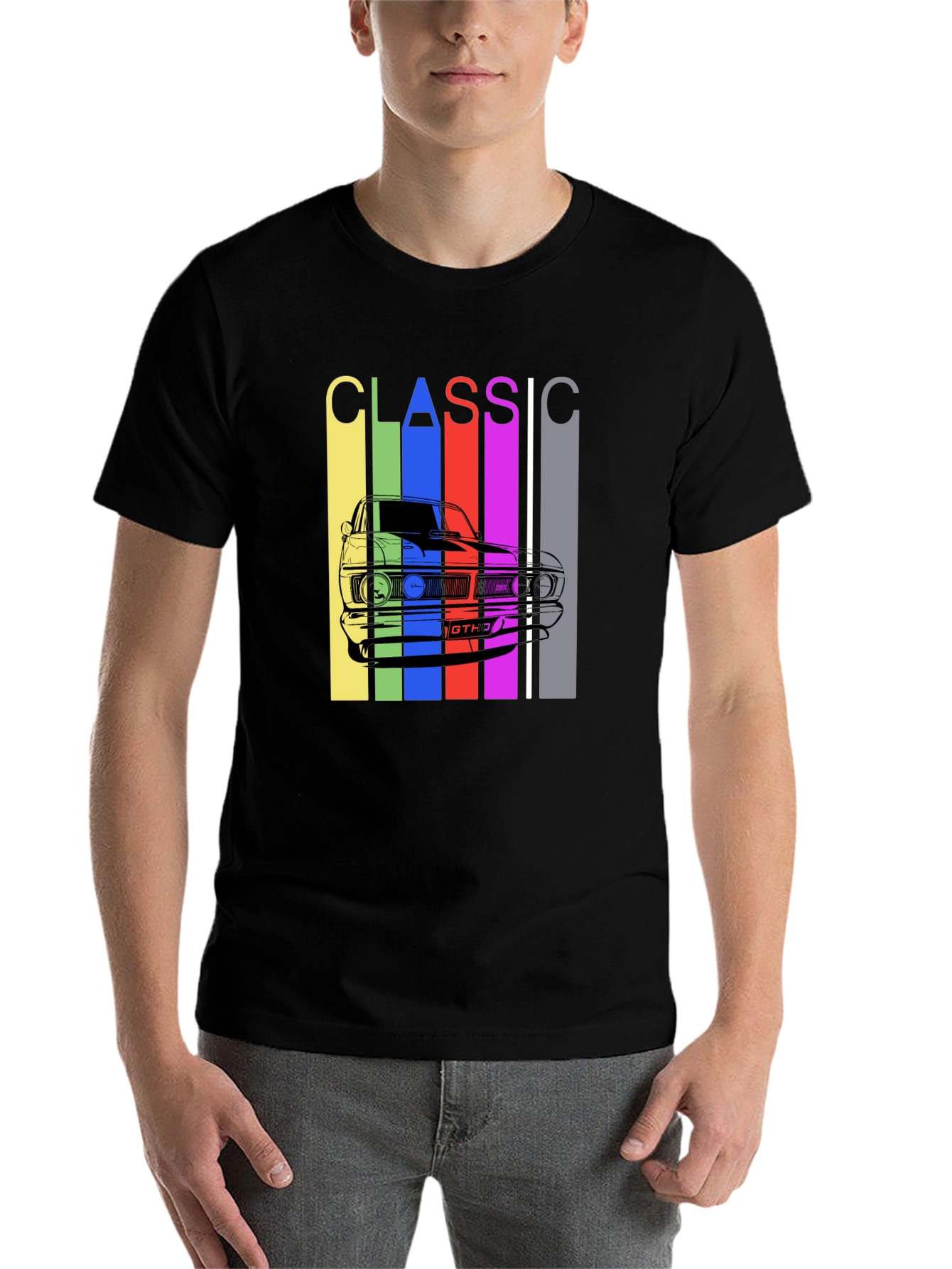 Black Classic Car T-Shirt - Retro Style Men's Tee view 7