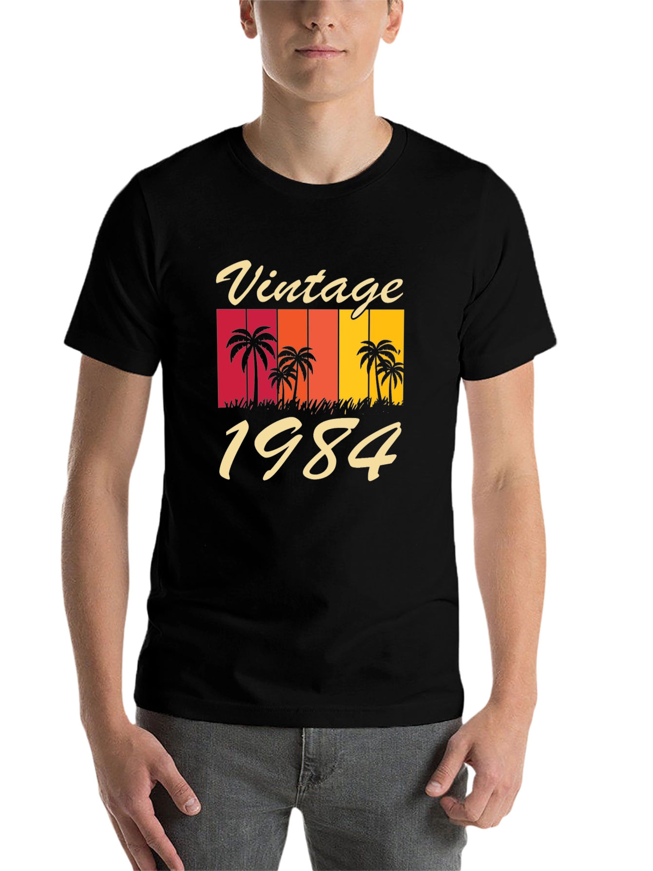 Black Vintage 1984 Palm Tree Graphic T-Shirt view 7