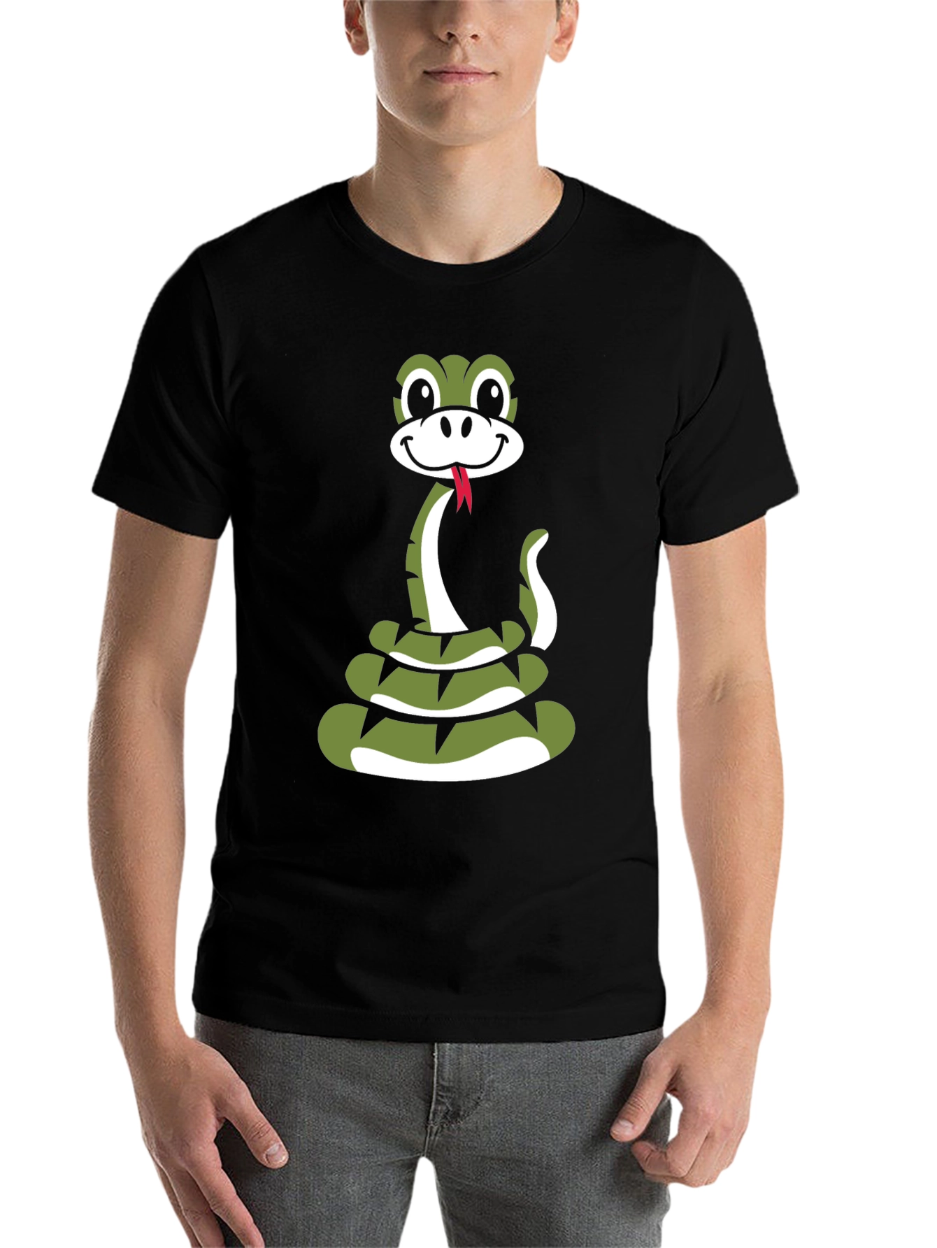 Black Snake Cartoon Graphic Black T-Shirt view 7