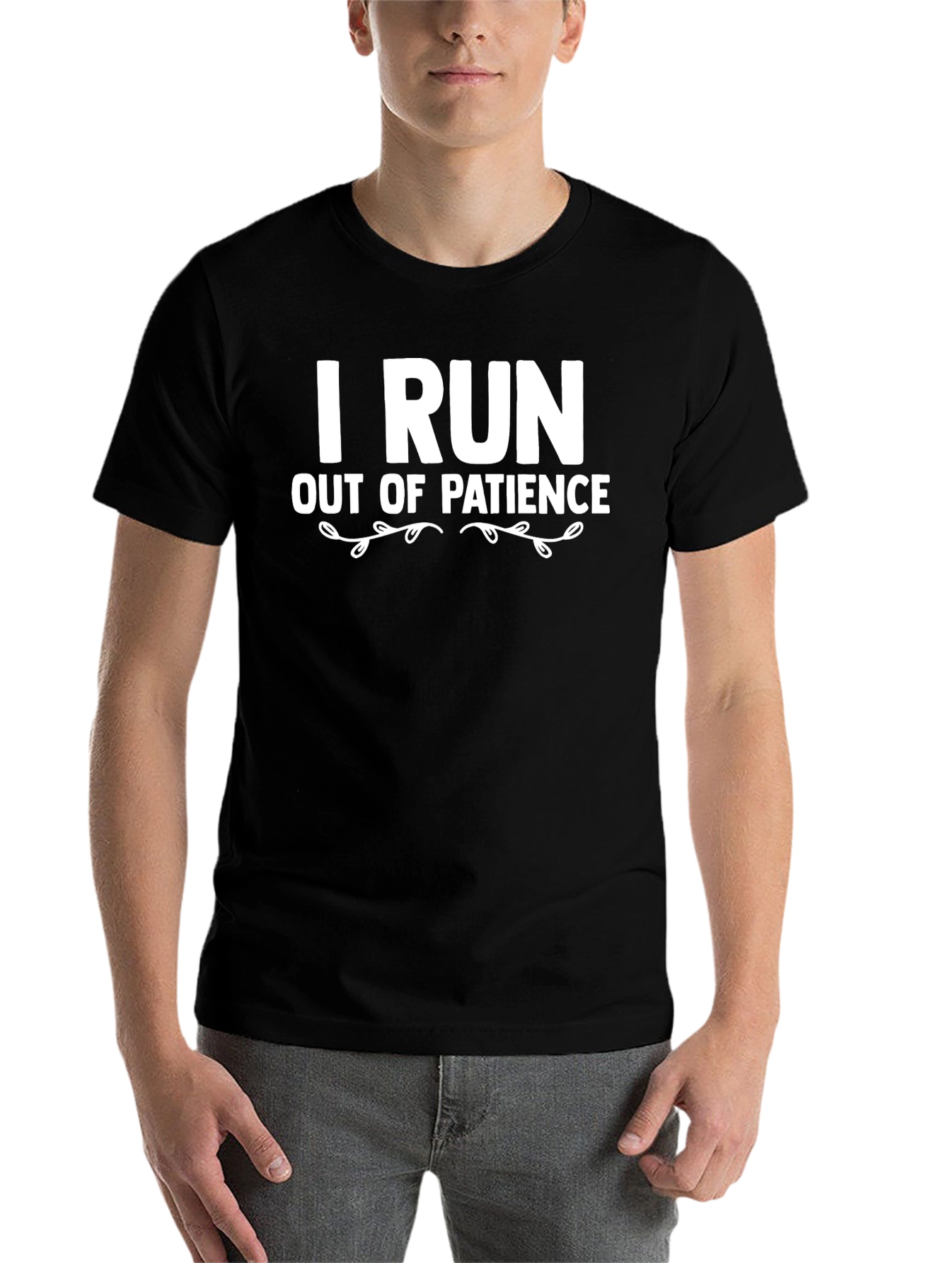 Black I Run Out of Patience Graphic Tee - Black Unisex T-Shirt view 7