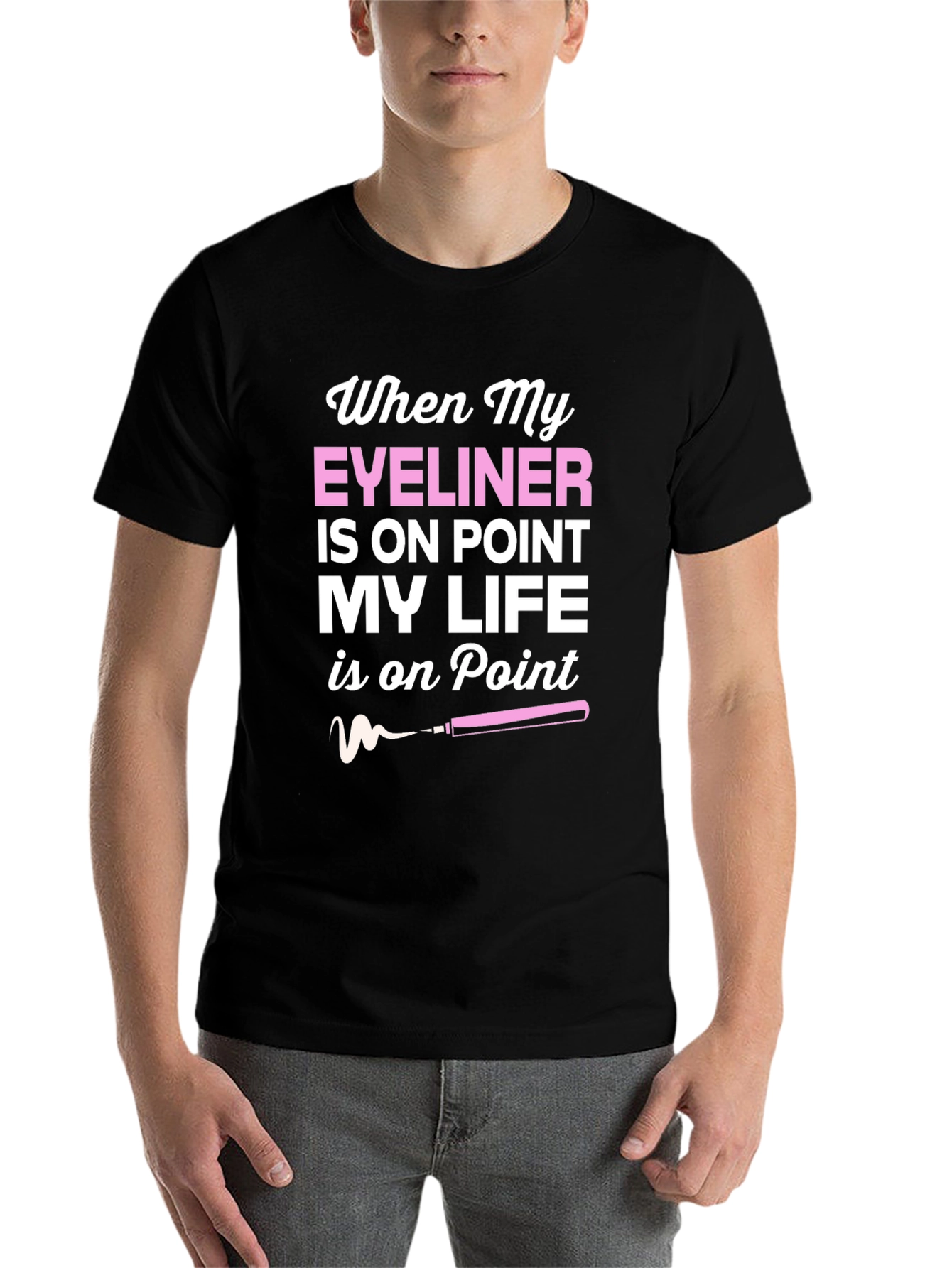 Black Eyeliner On Point Graphic Tee - Trendy Women's T-Shirt view 7