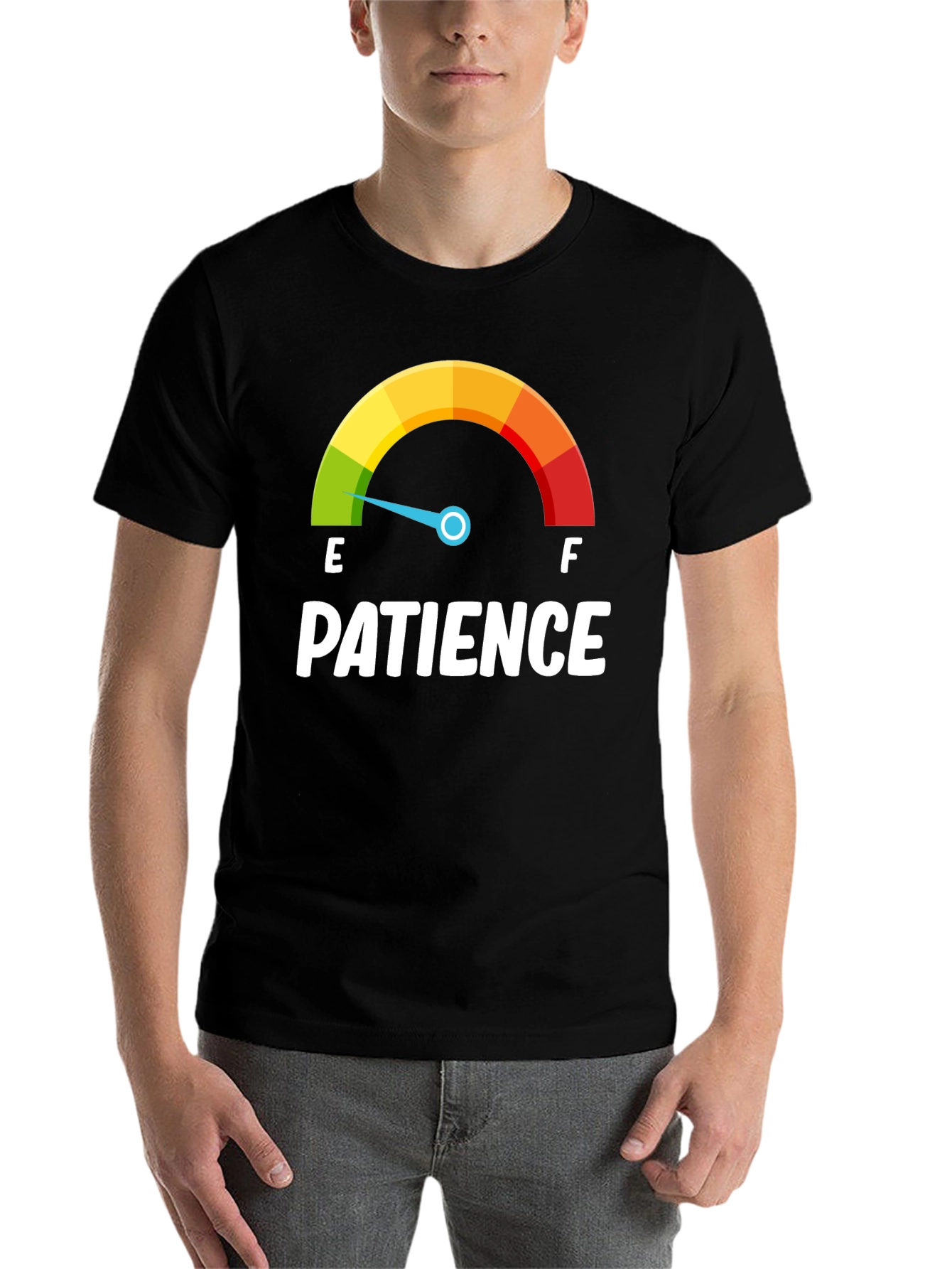 Black Patience Gauge T-Shirt - Runs Low! view 7