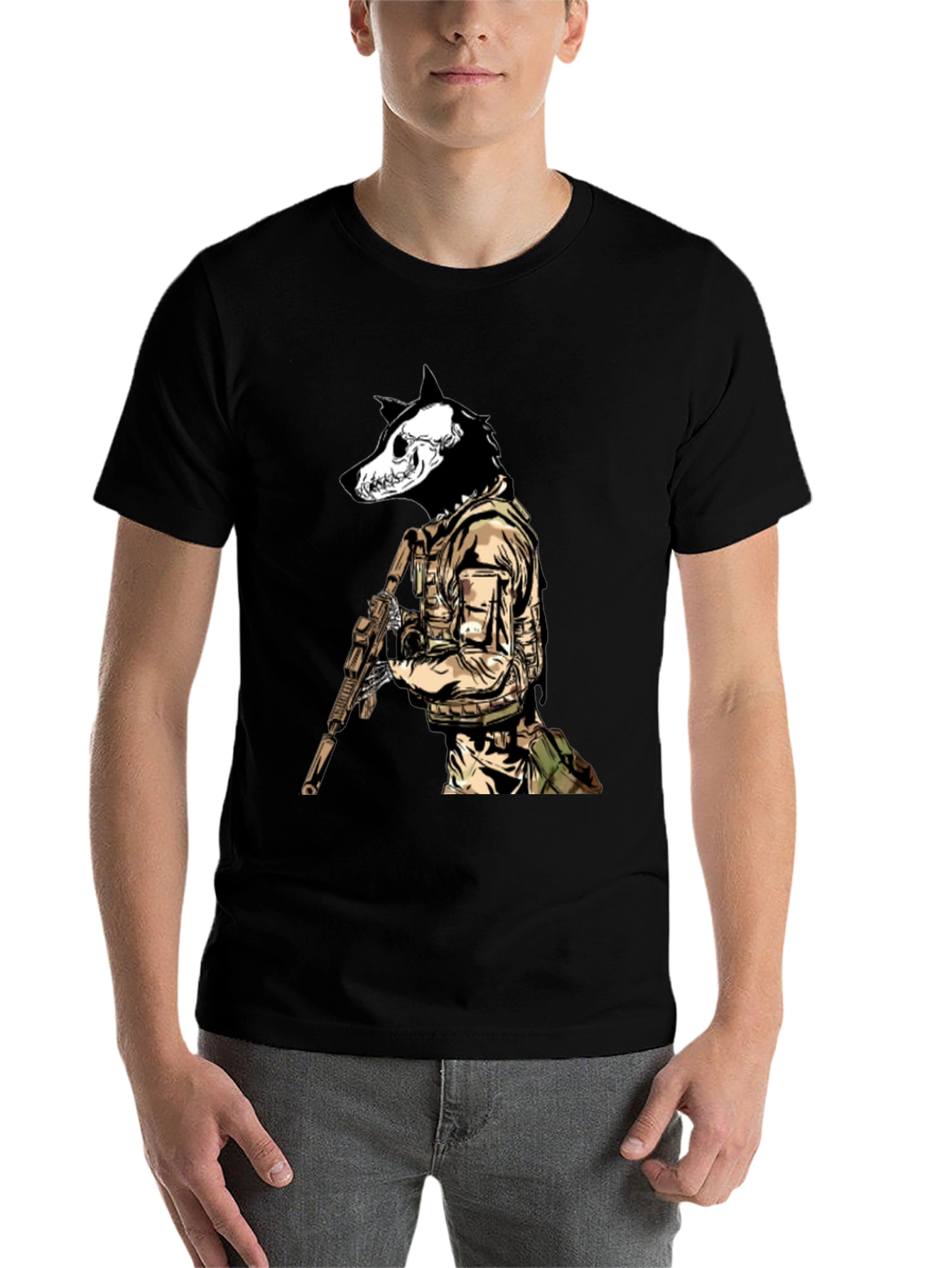 Black Tactical Wolf T-Shirt - Military Style view 7
