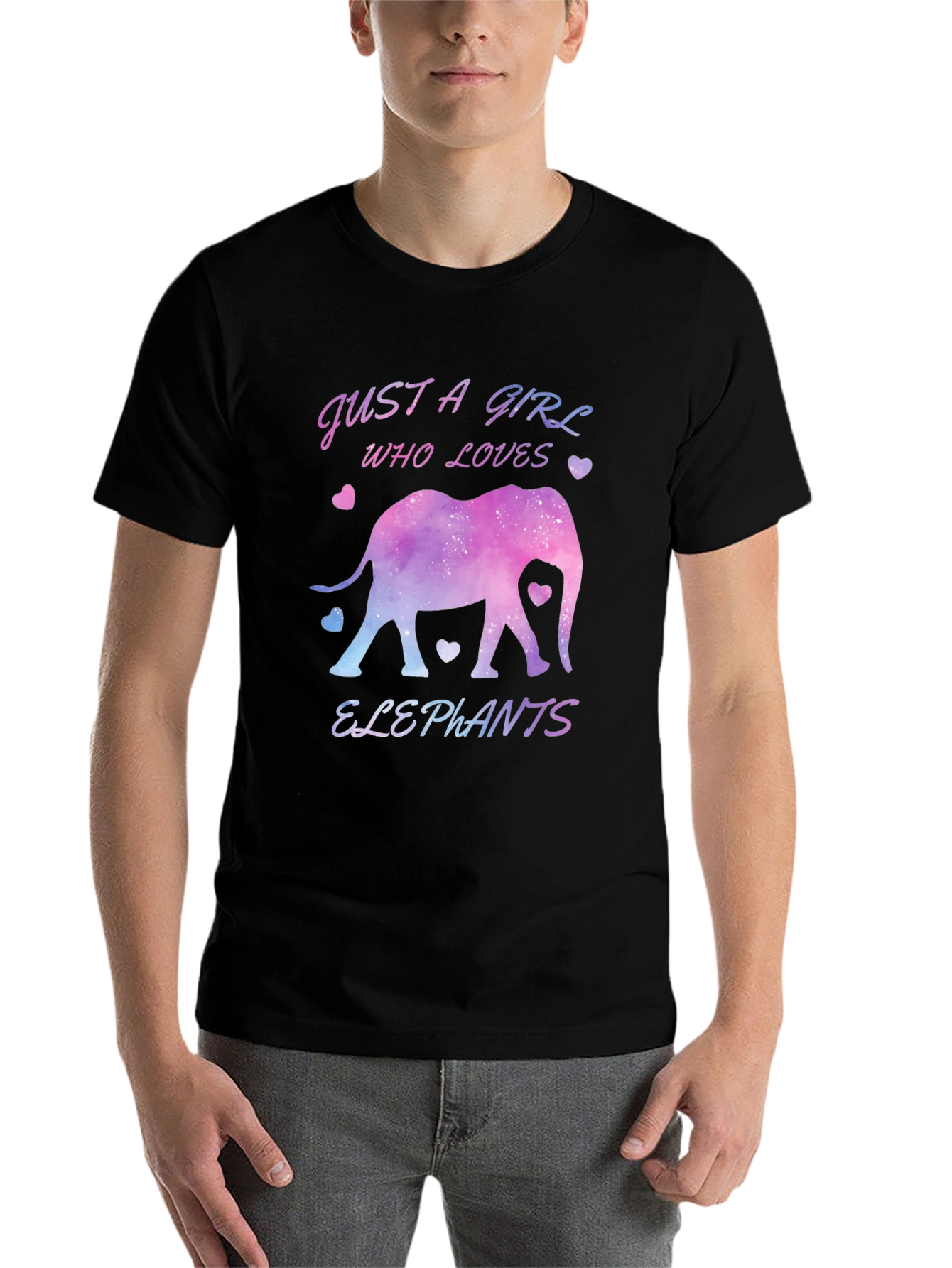 Black Just a Girl Who Loves Elephants T-Shirt view 7