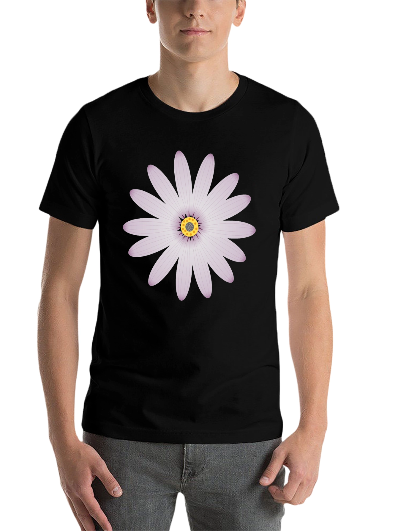 Black Daisy Graphic Tee - Black Casual Shirt view 7
