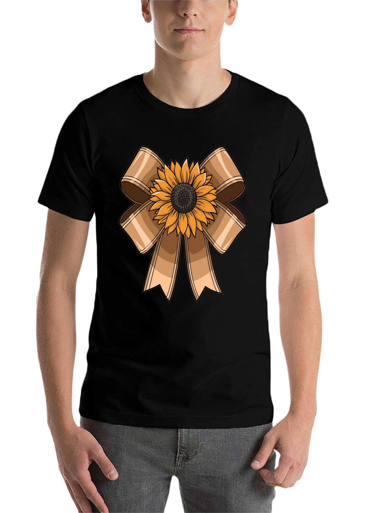 Black Sunflower Bow Graphic Tee - Casual Comfort view 7
