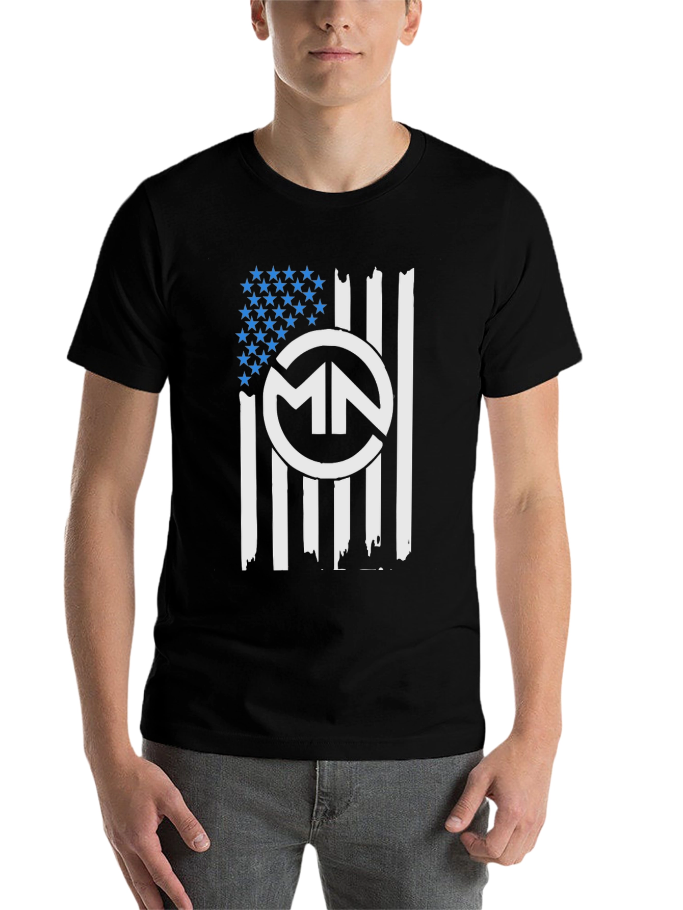 Black MN American Flag Graphic Tee - Patriotic Style view 7