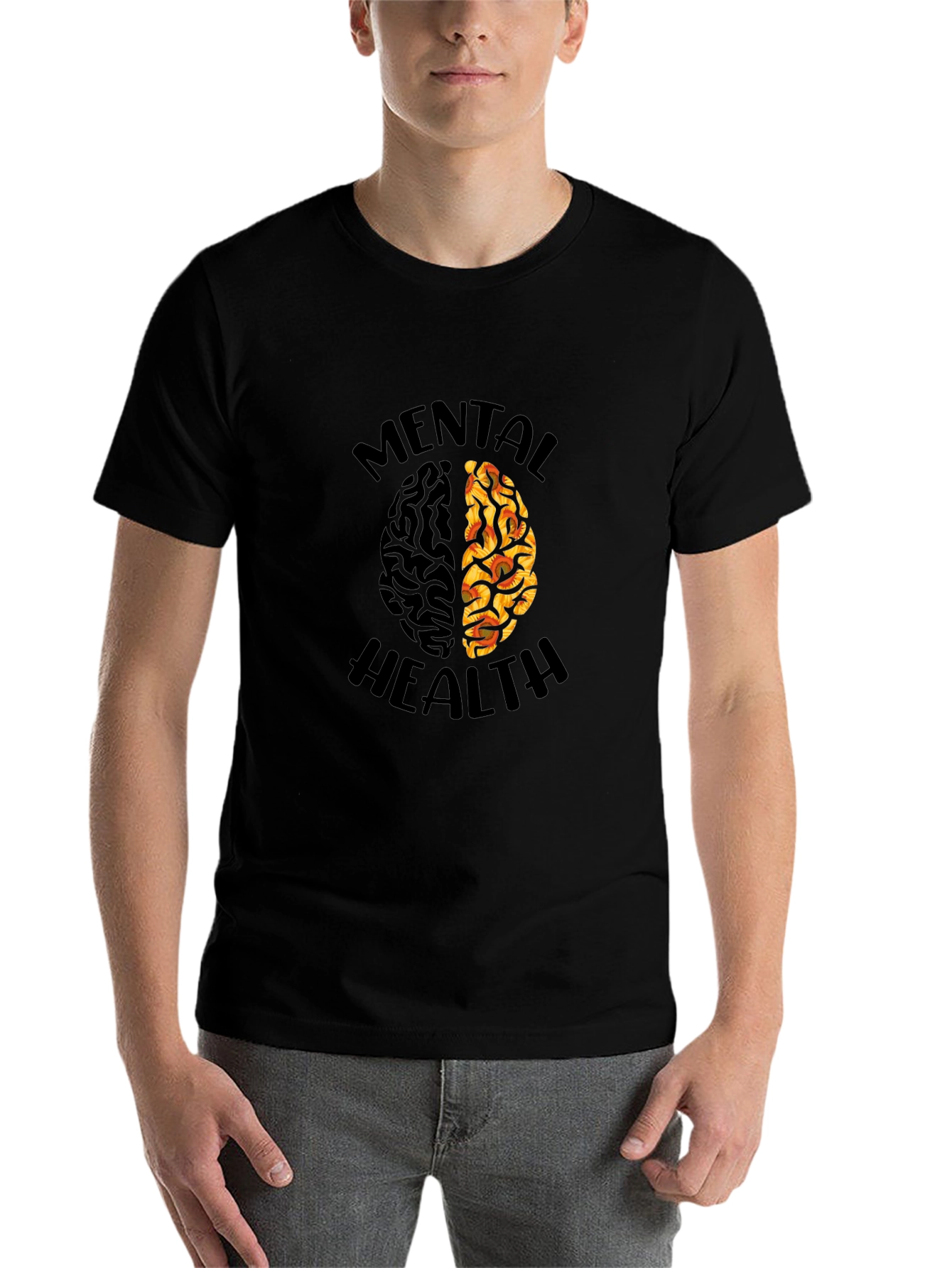 Black Mental Health Brain Graphic T-Shirt view 7