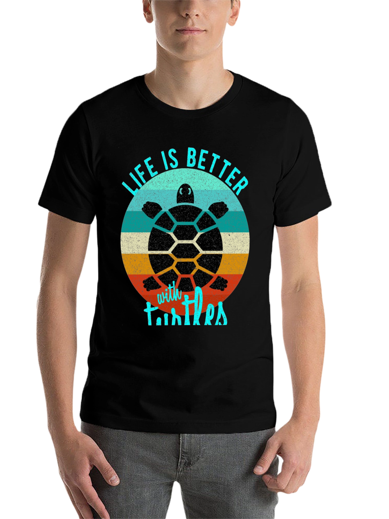 Black Life is Better with Turtles Graphic Tee view 7