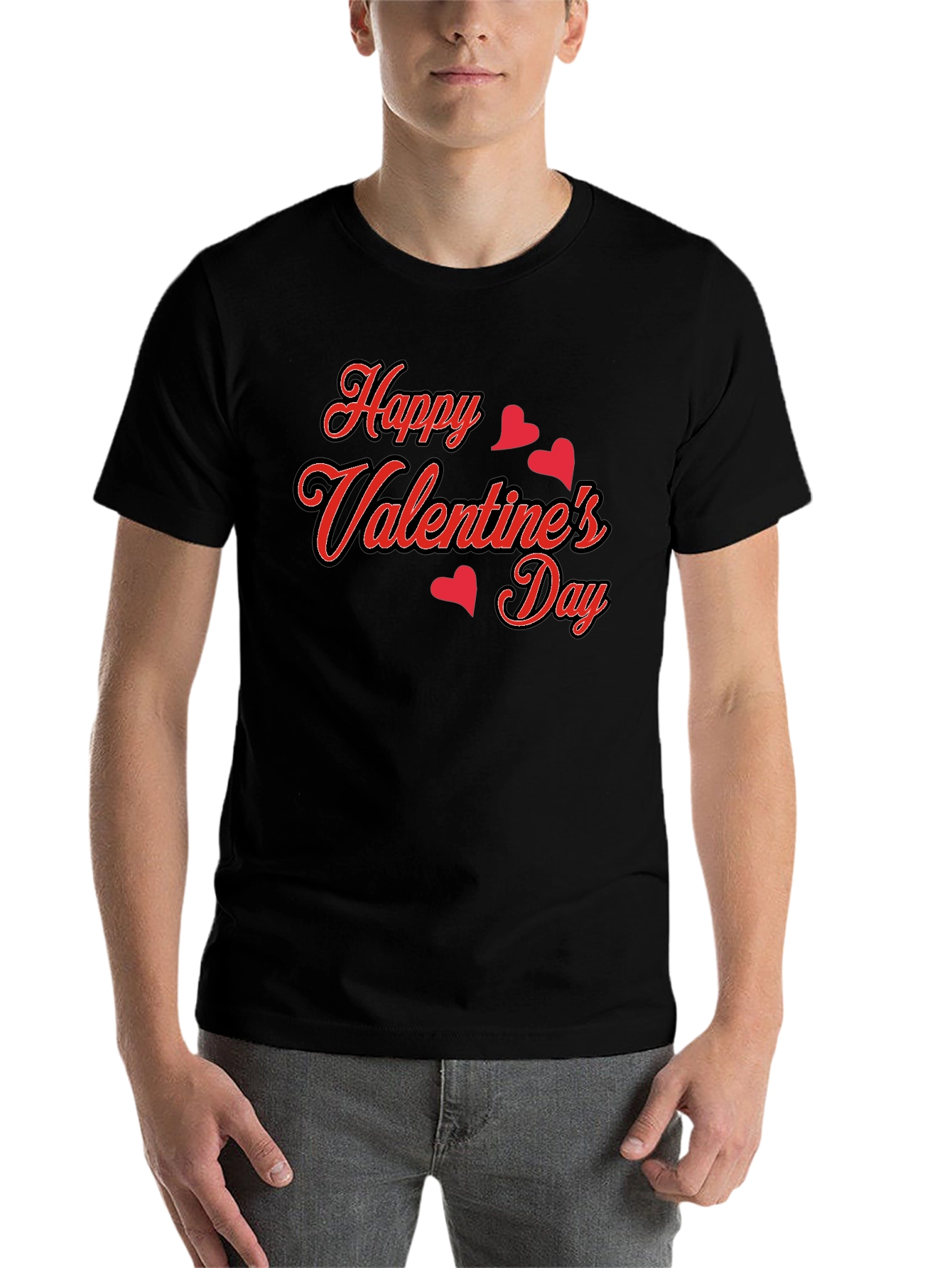 Black Happy Valentine's Day Black Graphic Tee view 7