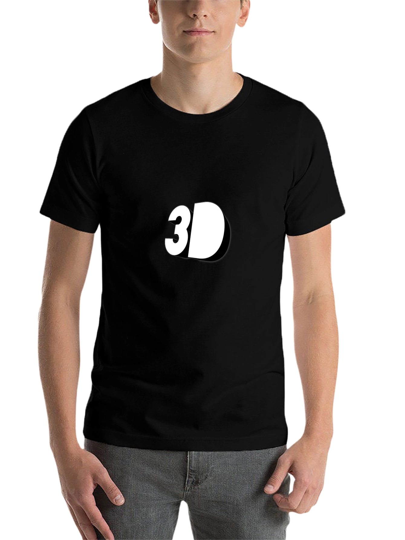 Black Black 3D Graphic Tee - Mens Casual Shirt view 7