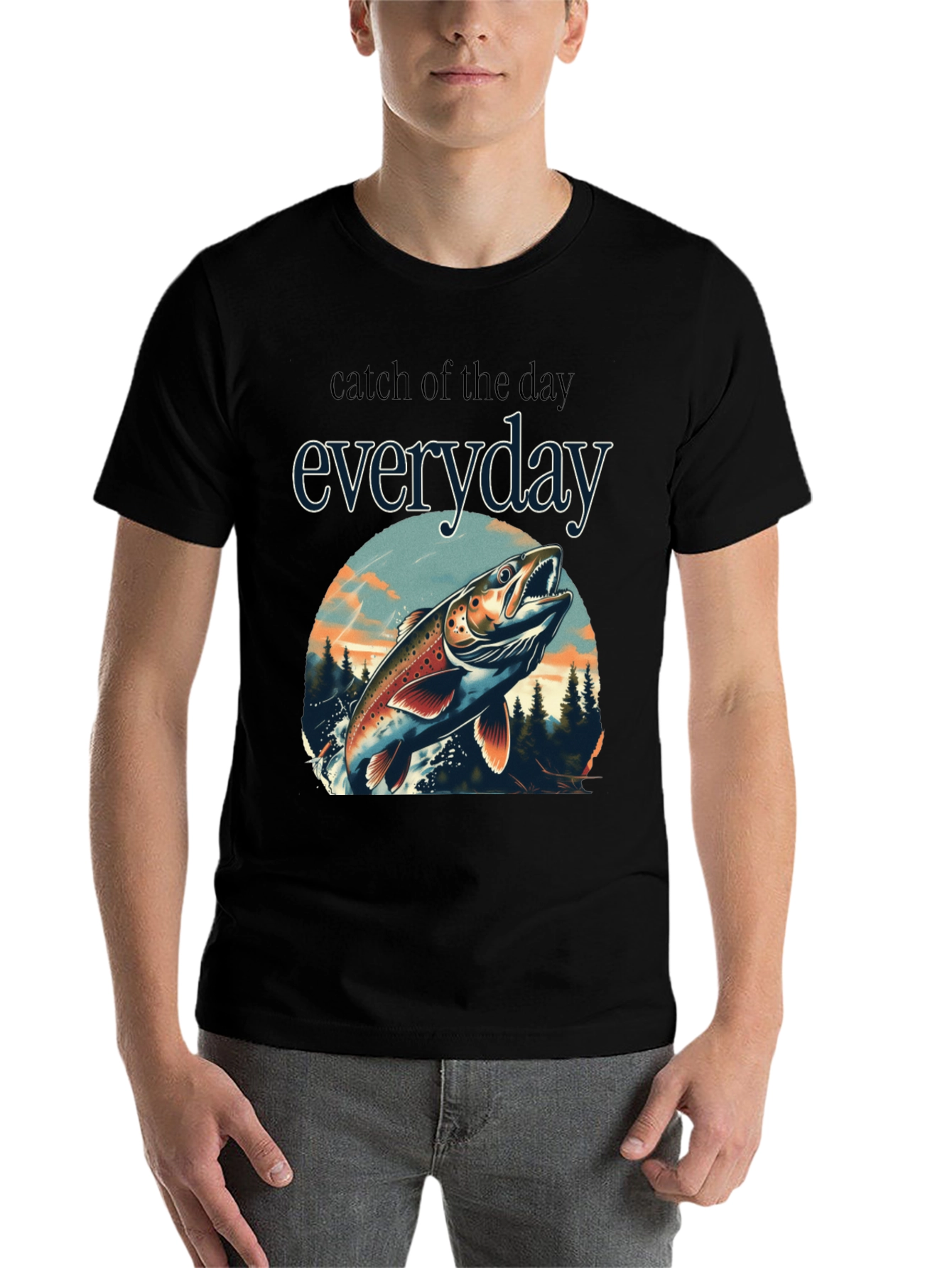 Black Catch of the Day Everyday Fishing T-Shirt view 7