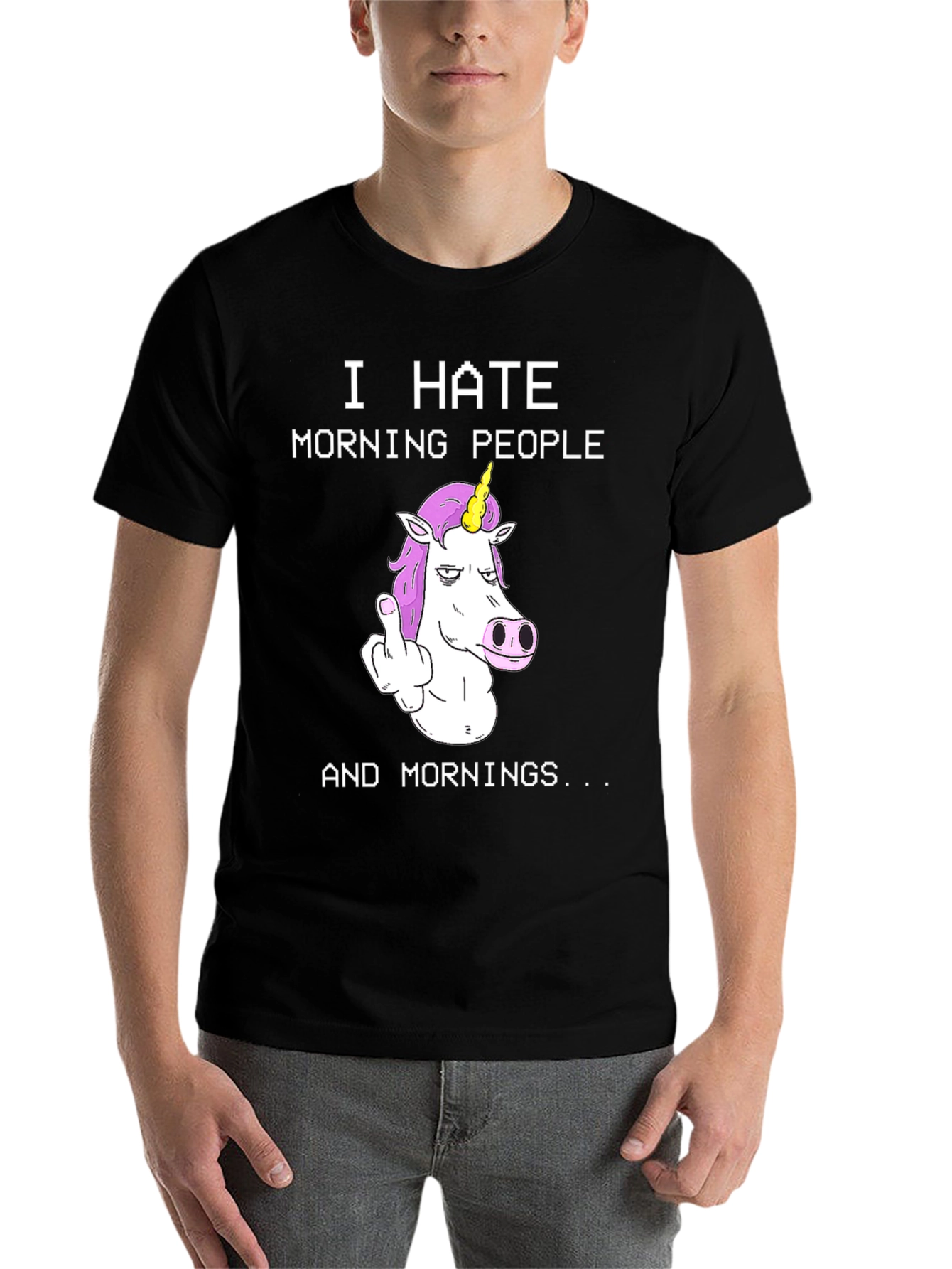 I Hate Morning People Unicorn Graphic Tee - 7