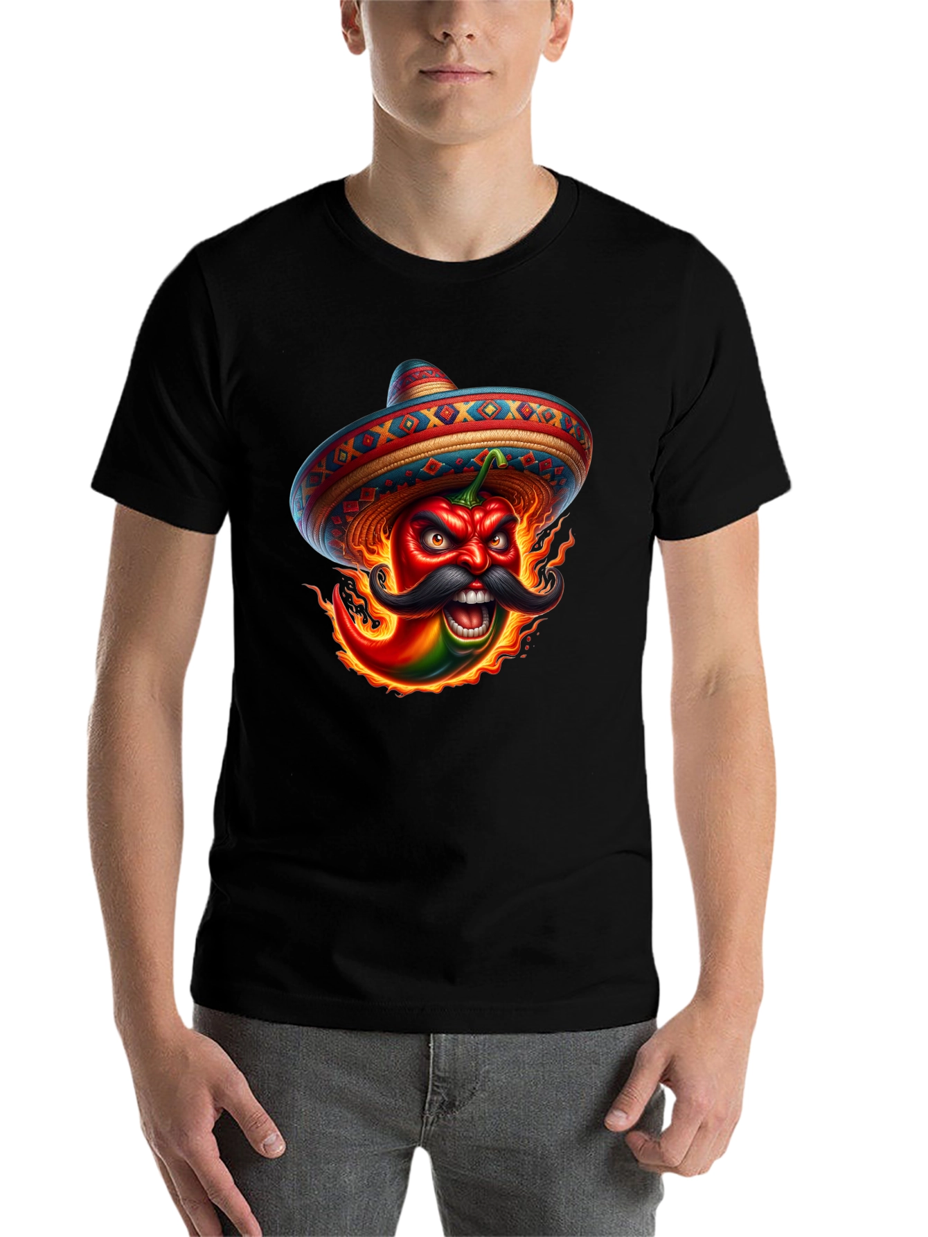 Black Fiery Pepper Sombrero Graphic Tee view 7