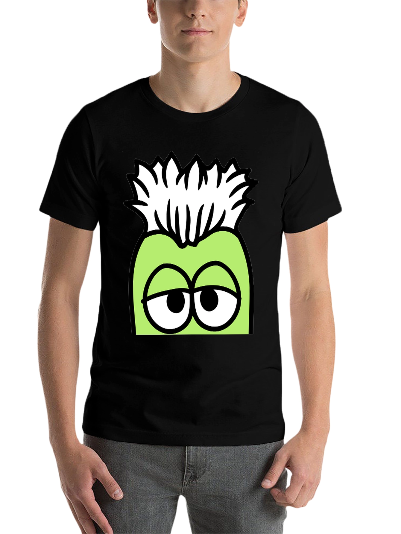 Black Funny Cartoon Character Graphic T-Shirt view 7