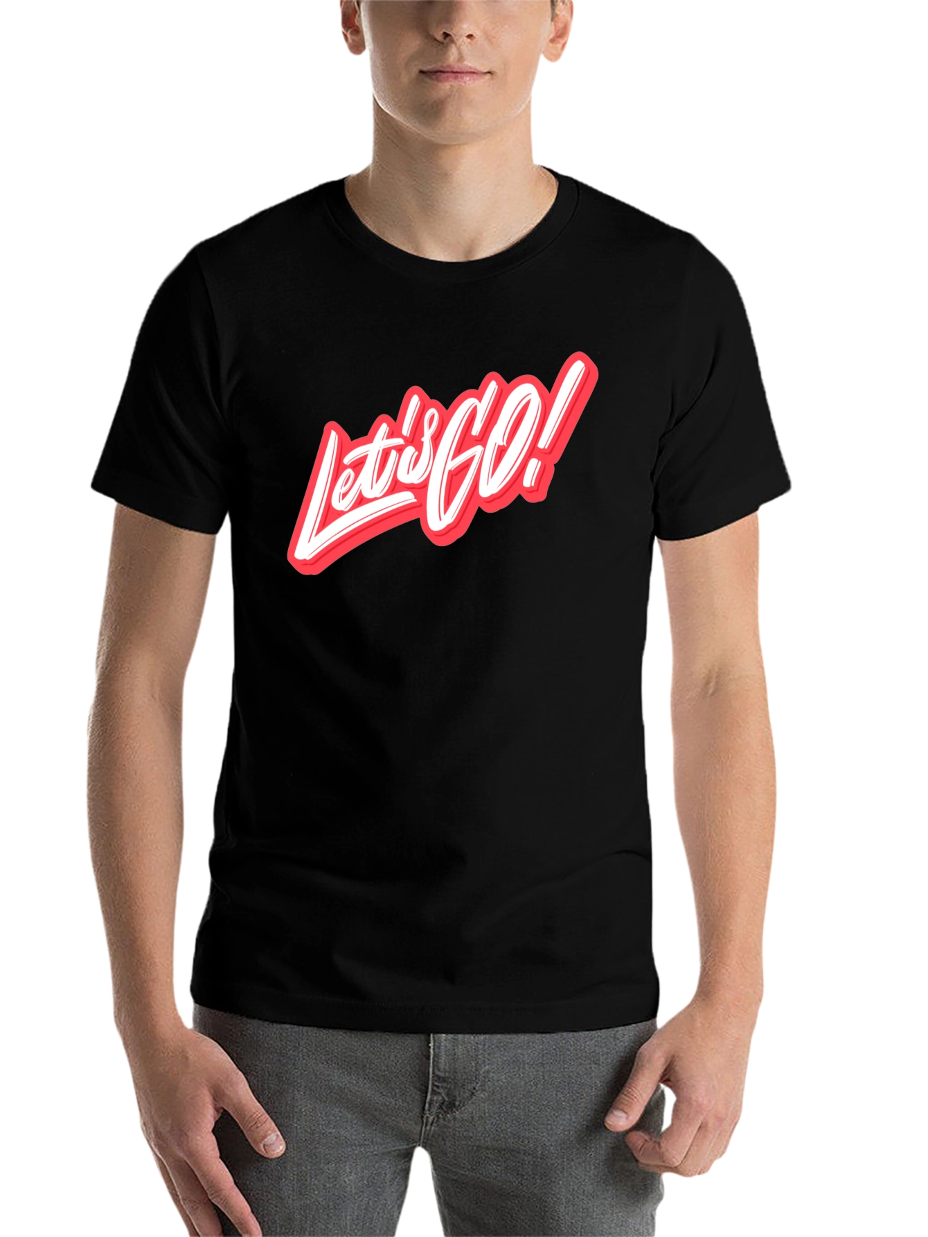 Black Let's Go Graphic Tee - Stylish Crew Neck T-Shirt view 7