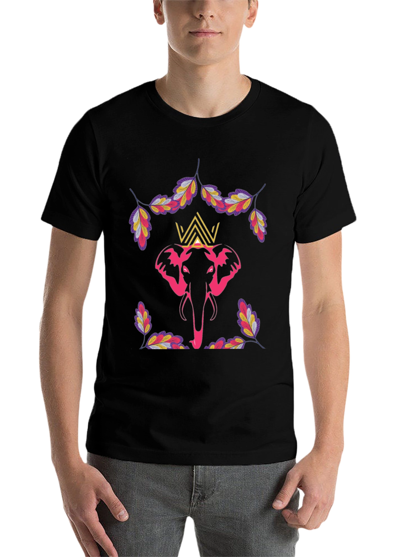 Black Elephant Crown Graphic Tee - Stylish Men's T-Shirt view 7