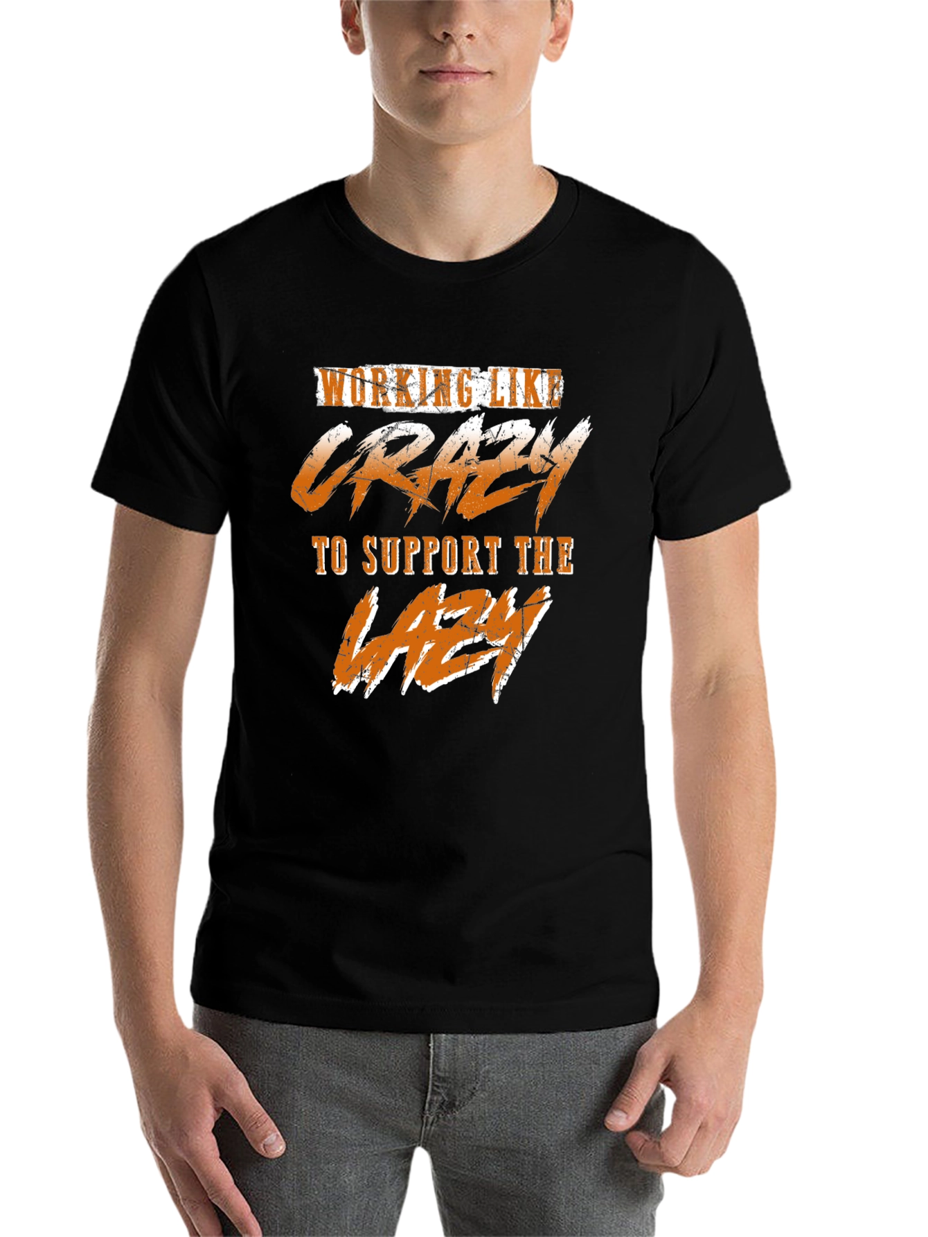 Black Working Like Crazy T-Shirt - Funny Graphic Tee view 7