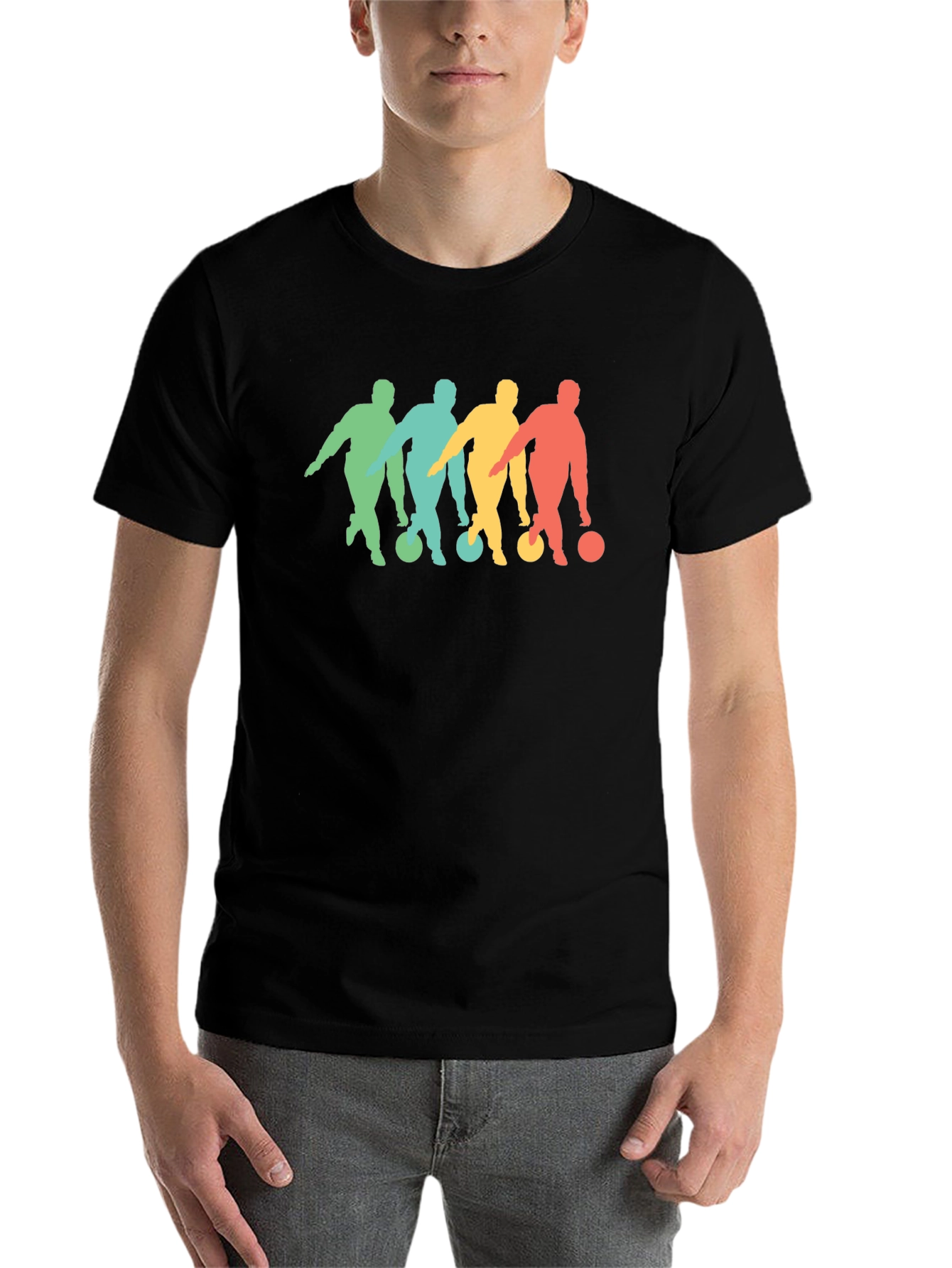 Black Retro Bowling Silhouette Graphic Tee view 7