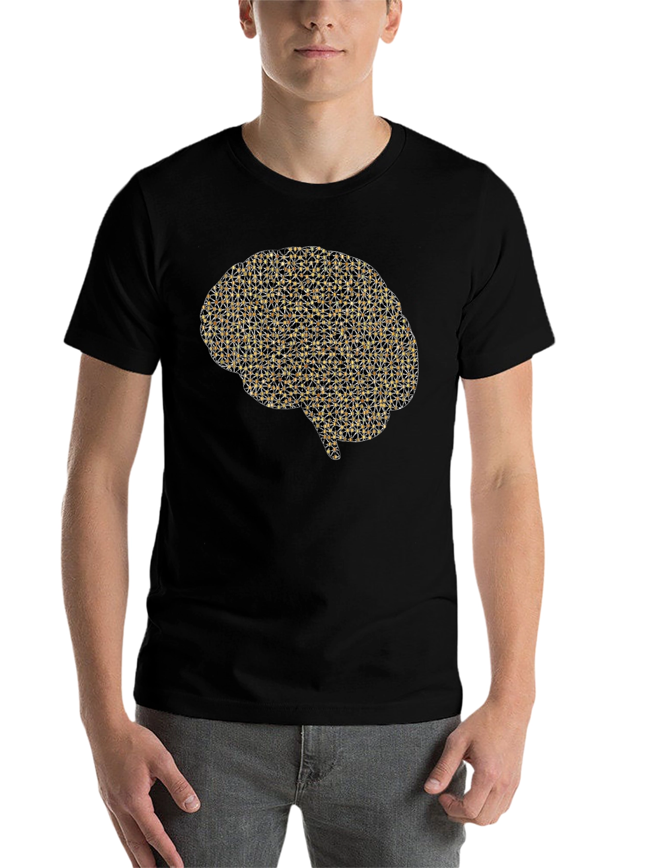 Black Brain Graphic Tee - Black Casual T-Shirt view 7