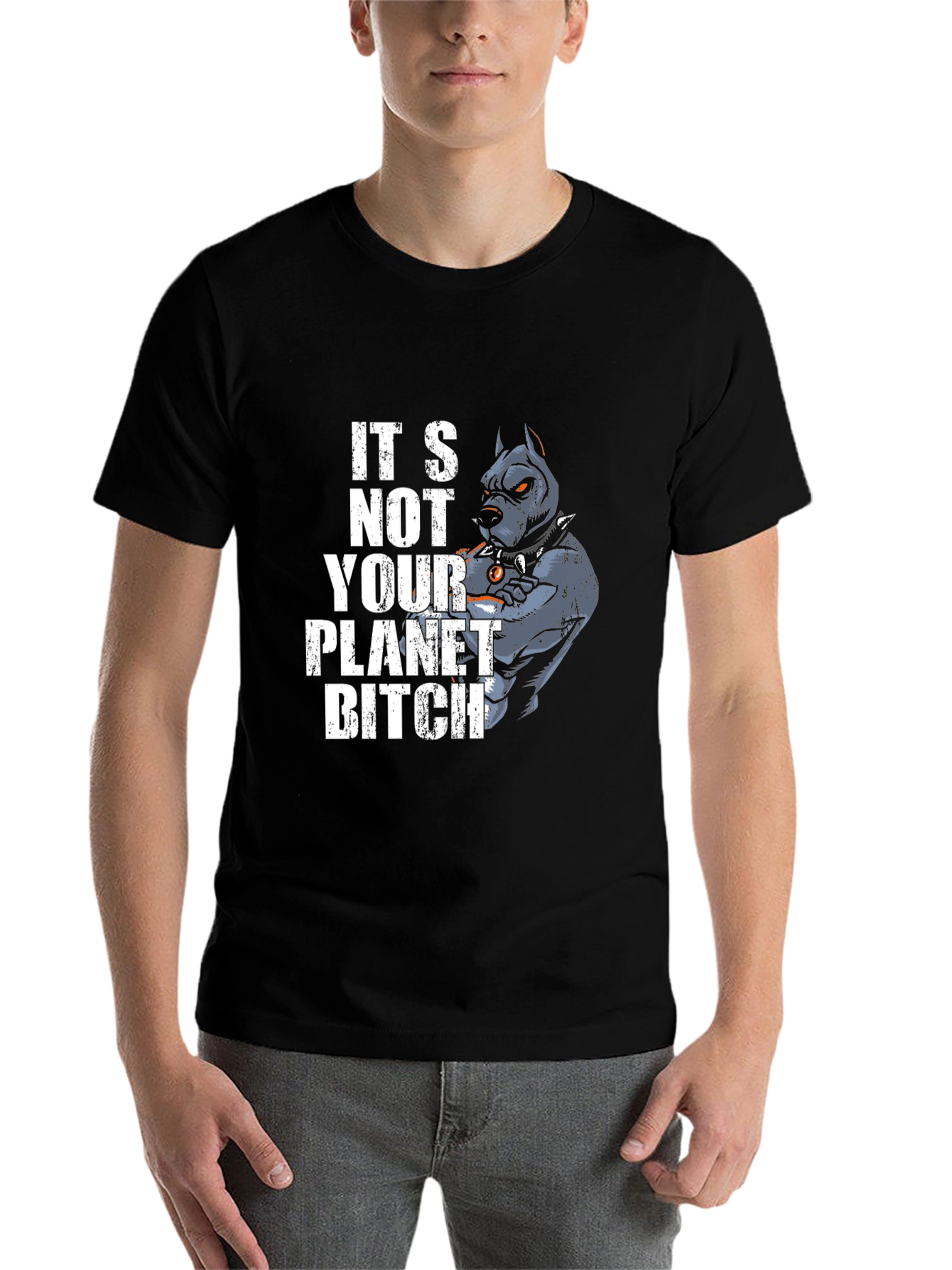 Black It's Not Your Planet Pitbull T-Shirt view 7