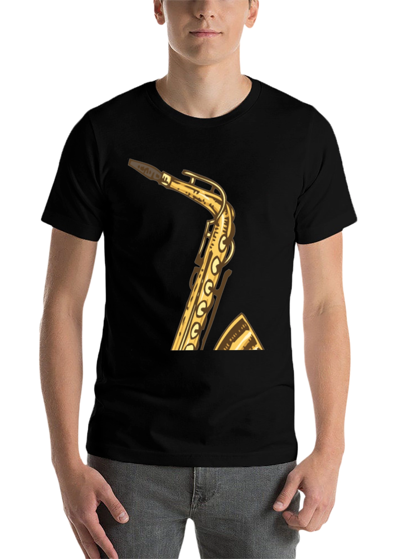 Black Saxophone Graphic Tee - Musician Style Shirt view 7