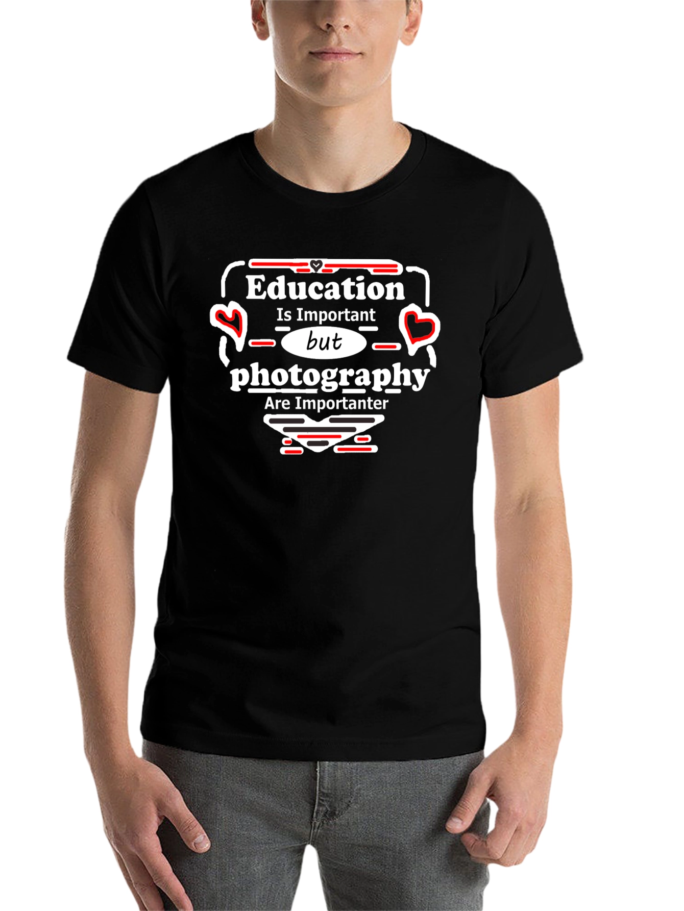 Black Education vs. Photography T-Shirt Funny Gift view 7