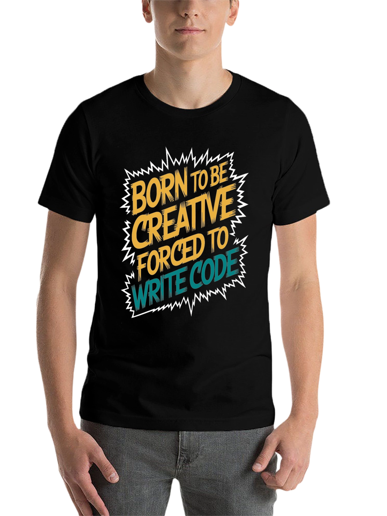 Black Born to Be Creative T-Shirt - Coding Humor view 7