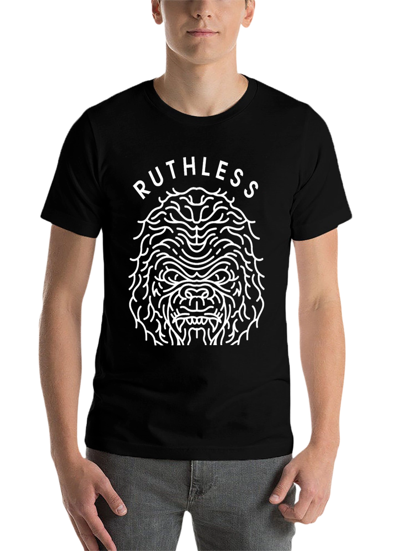 Black Ruthless Gorilla Graphic T-Shirt - Black view 7