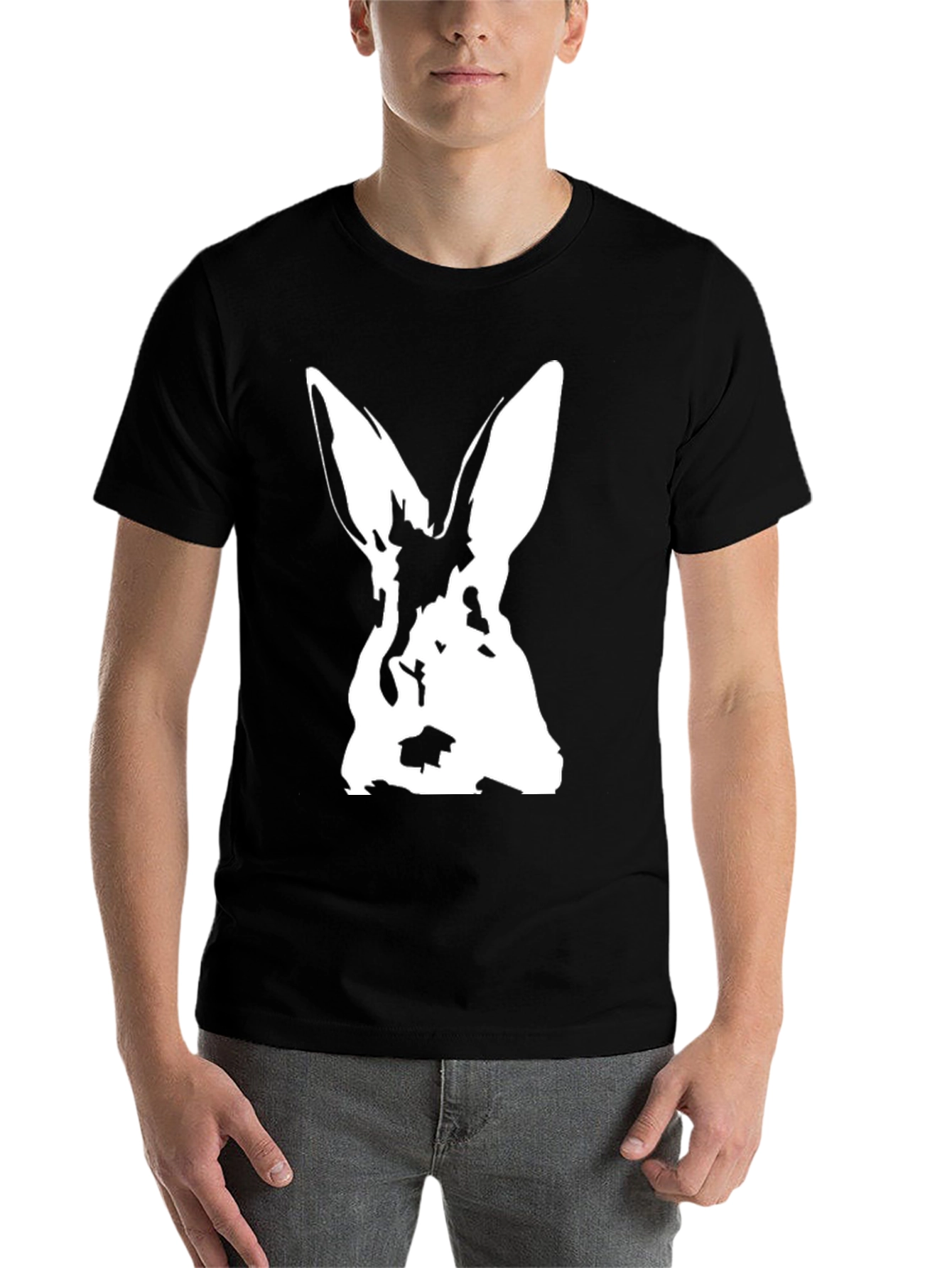 Black Rabbit Graphic Black T-Shirt - Unique Animal Design view 7